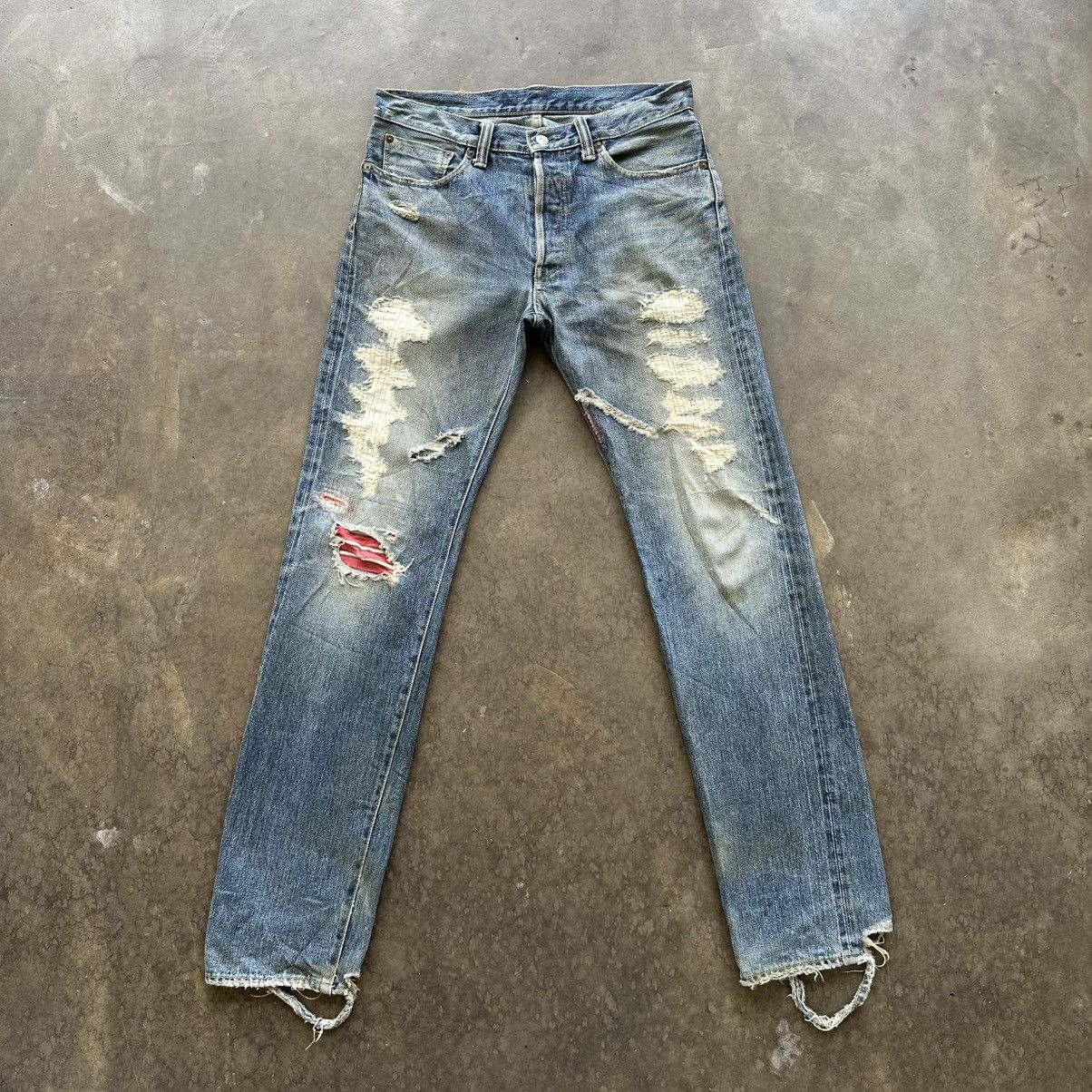 If Six Was Nine Vintage Japanese Distressed Faded Denim Jean Pant W33 Size US 33 - 1 Thumbnail