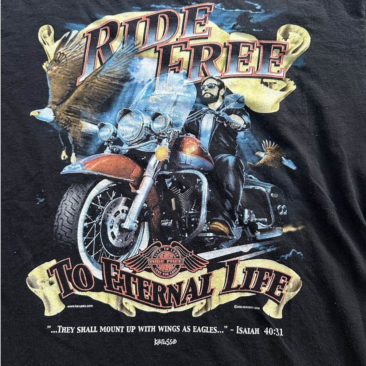 Harley Davidson × Vintage Vintage 2000 Ride Free to Eternal Life Jesus Biker Shirt Med Size US M / EU 48-50 / 2 - 2 Thumbnail