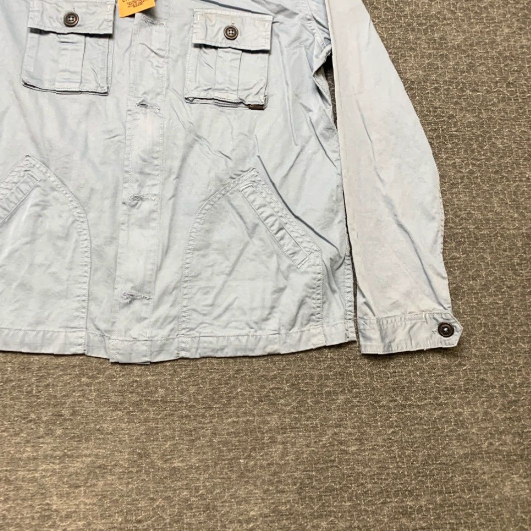 Vintage Civilianaire Wash and Wear Herringbone Peace Jacket Men Medium Blue Button Front Jacket Size US M / EU 48-50 / 2 - 2 Thumbnail