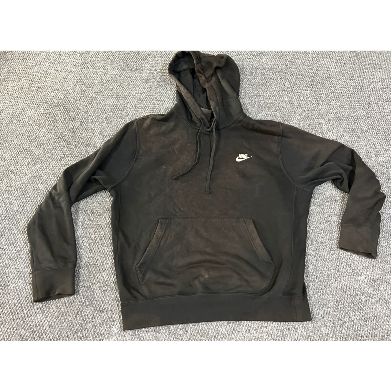 Nike Nike Hoodie Mens M Black Swoosh Logo Hooded Pullover Crew Neck Sweatshirt Graphic Print Pockets Sports Nike Sportswear Regular Fit Size US M / EU 48-50 / 2 - 2 Thumbnail