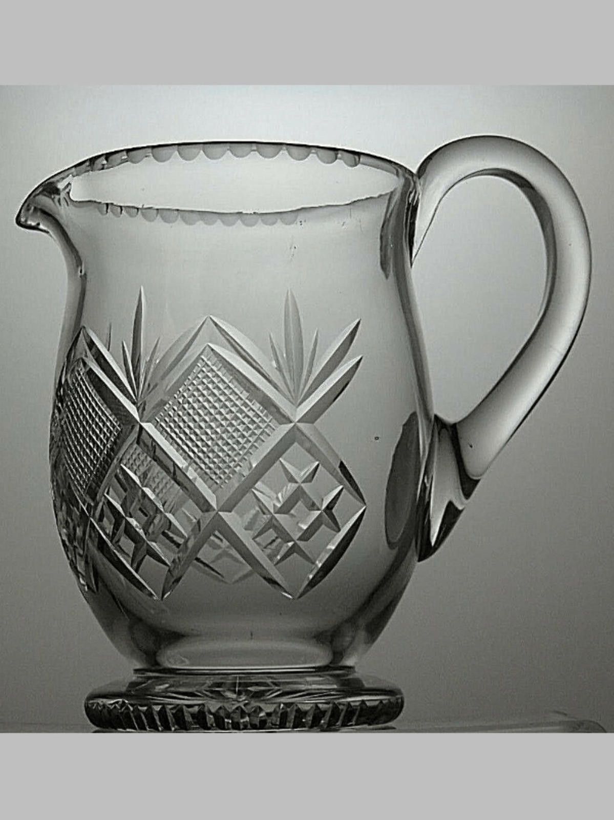 The Unbranded Brand Vintage Lead Crystal Cut Glass Water Jug 6 1/2" Size ONE SIZE - 1 Thumbnail