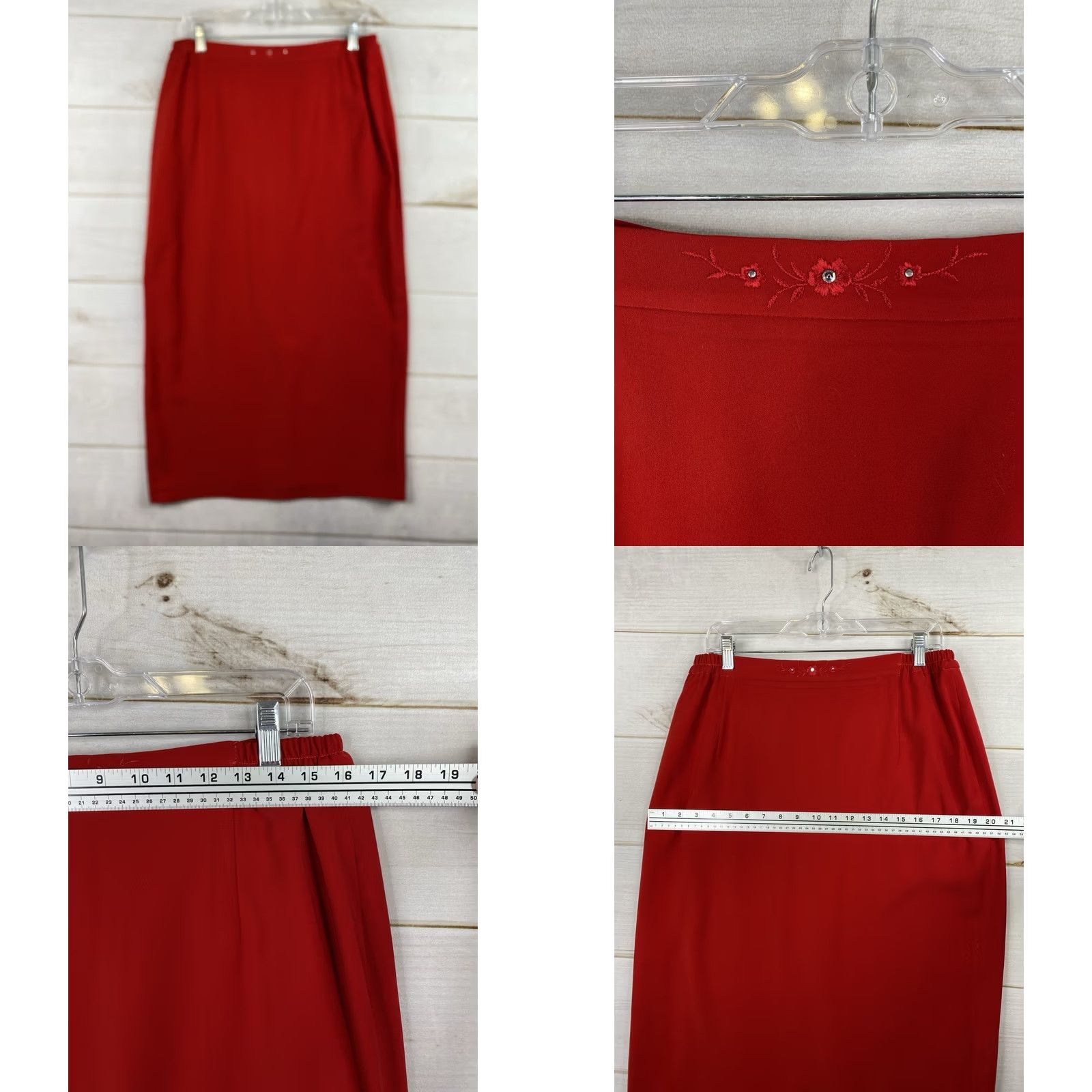 Marcs Ben Marc Red Skirt Suit 2pc Sz 12 Velvet? Faux Fur Jacket Vintage No Size 34" / US 12 / IT 48 - 8 Thumbnail