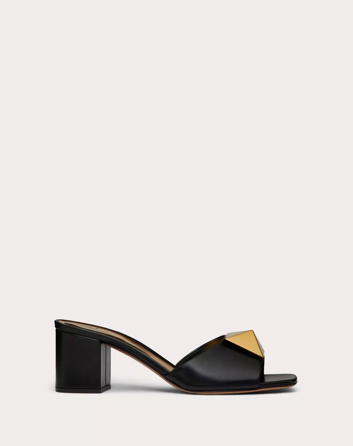 Valentino o1s1wg110625 One Stud Calfskin Slide 60 Mm in Black Size US 5.5 / IT 35.5 - 1 Thumbnail