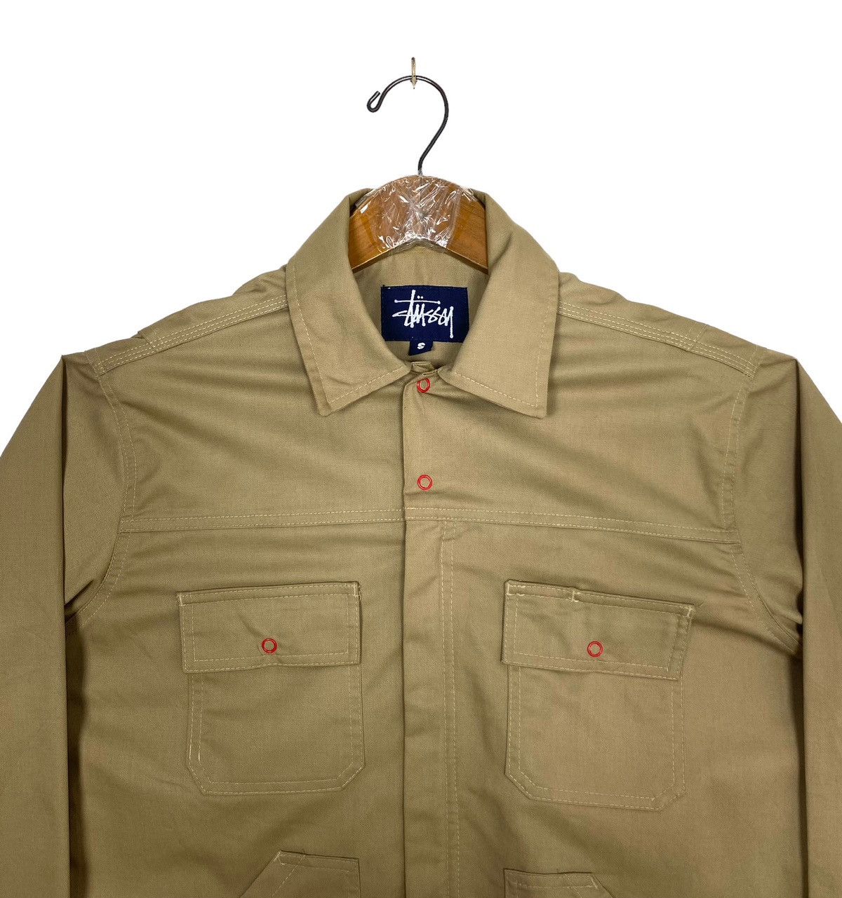 Stussy Rare‼️ Vintage Stussy Khaki Snap Button Shirt Made in Usa Size US S / EU 44-46 / 1 - 4 Thumbnail
