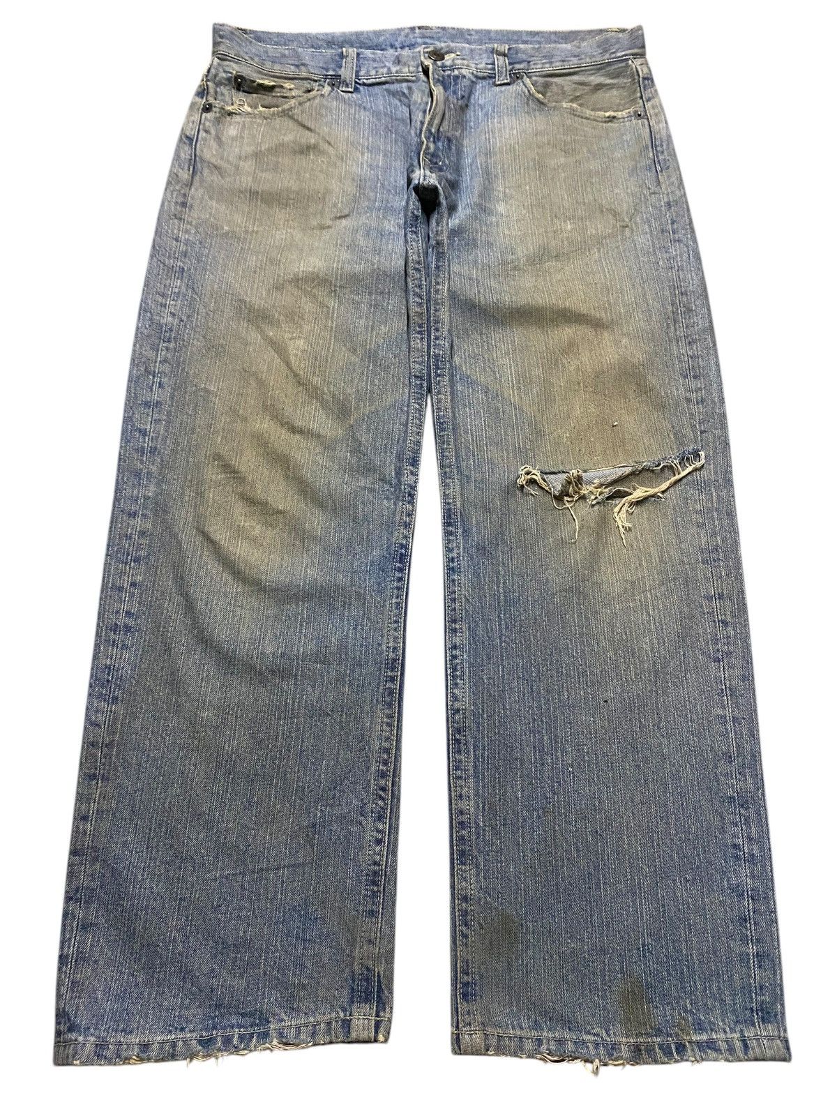 Japanese Brand Vintage Japanese Brand Mud Wash Distressed Loose Jeans Size US 37 - 1 Thumbnail