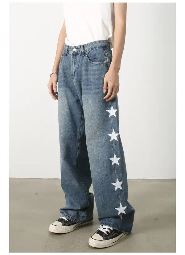 Japanese Brand Furuya x Hara Vintage star print loose straight casual jeans Size US 34 / EU 50 - 1 Thumbnail