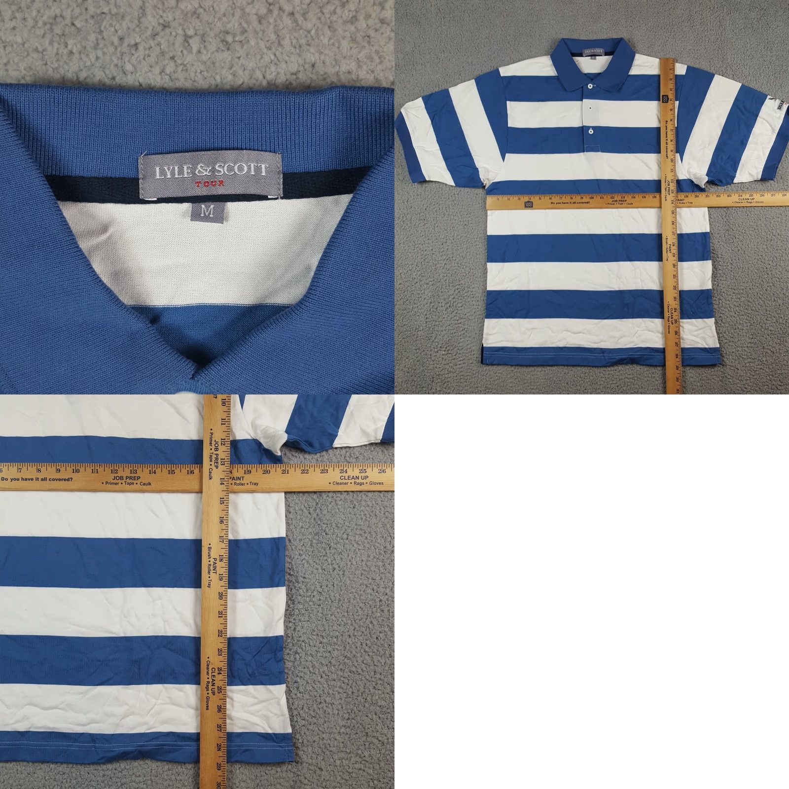 Lyle & Scott VINTAGE Y2K PREPPY BLUE STRIPED SKATE POLO Men's M Shirt Size US M / EU 48-50 / 2 - 8 Thumbnail
