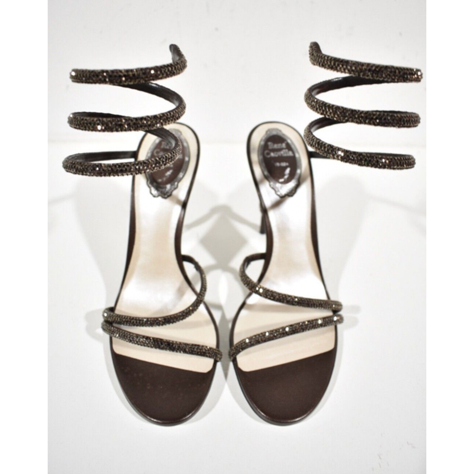 Rene Caovilla Margot Crystal Snake Ankle Wrap Strap Sandal Heel Pump 38 Size US 8 / IT 38 - 7 Thumbnail