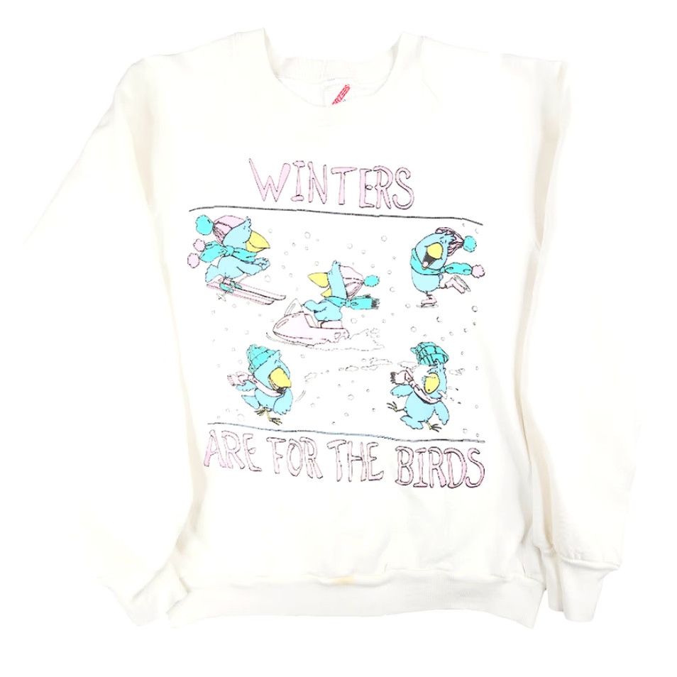Jerzees VINTAGE Ski Birds Sweatshirt Mens Size Small White 80s Snowmobile Made In USA Size US S / EU 44-46 / 1 - 2 Thumbnail