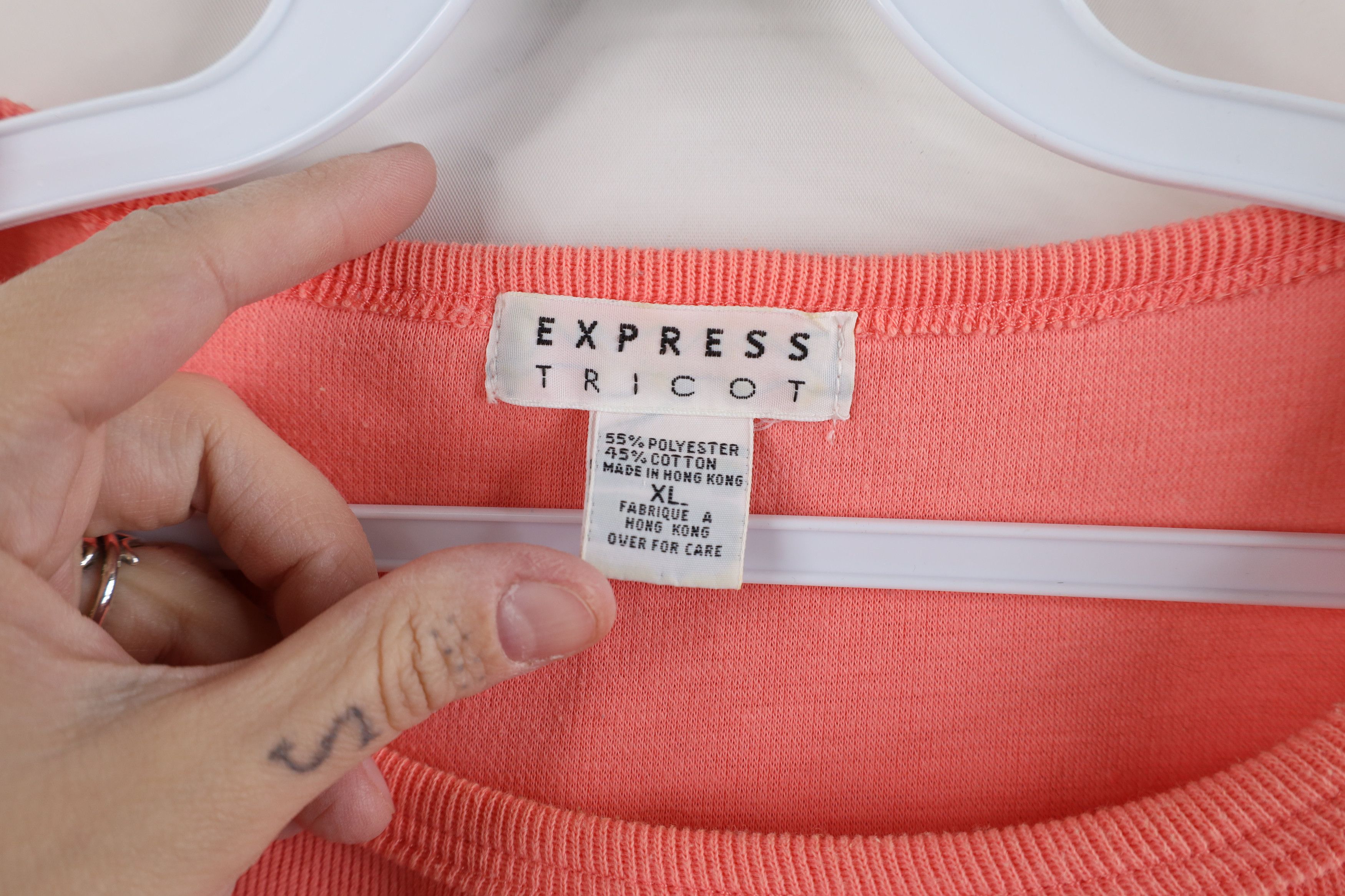 Express × Vintage Vintage 90s Express Thermal Ribbed Knit 3/4 Sleeve T-Shirt Size XL / US 12-14 / IT 48-50 - 4 Thumbnail