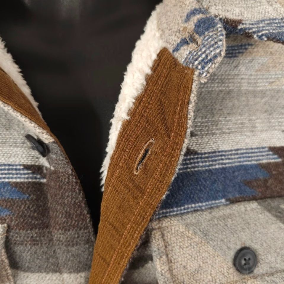 Vintage JACHS New York Wool Aztec Jacket Mens M Beige Sherpa Lined Shacket Size US M / EU 48-50 / 2 - 4 Thumbnail