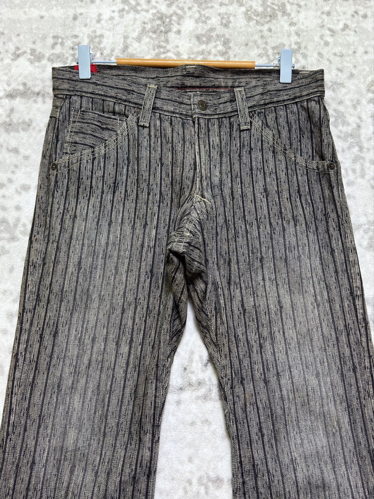 Japanese Brand Vintage Blueway Japanese Flare Denim Bootcut Striped Jeans Size US 31 - 3 Thumbnail