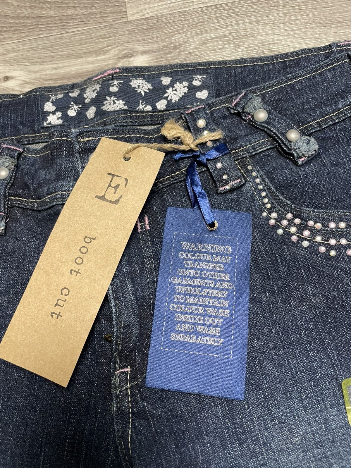 Japanese Brand New Boot Cut Rhinestones Denim Jeans Vintage Y2K 90s Punk Size 38" / US 16 / IT 52 - 11 Thumbnail