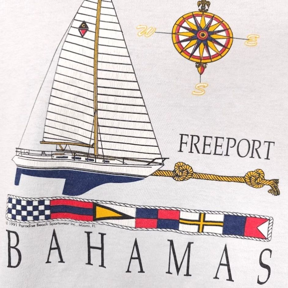 Jerzees VINTAGE Freeport Bahamas T Shirt Mens XL White 90s Sailing Made In USA Jerzees Shirt Size US XL / EU 56 / 4 - 3 Thumbnail