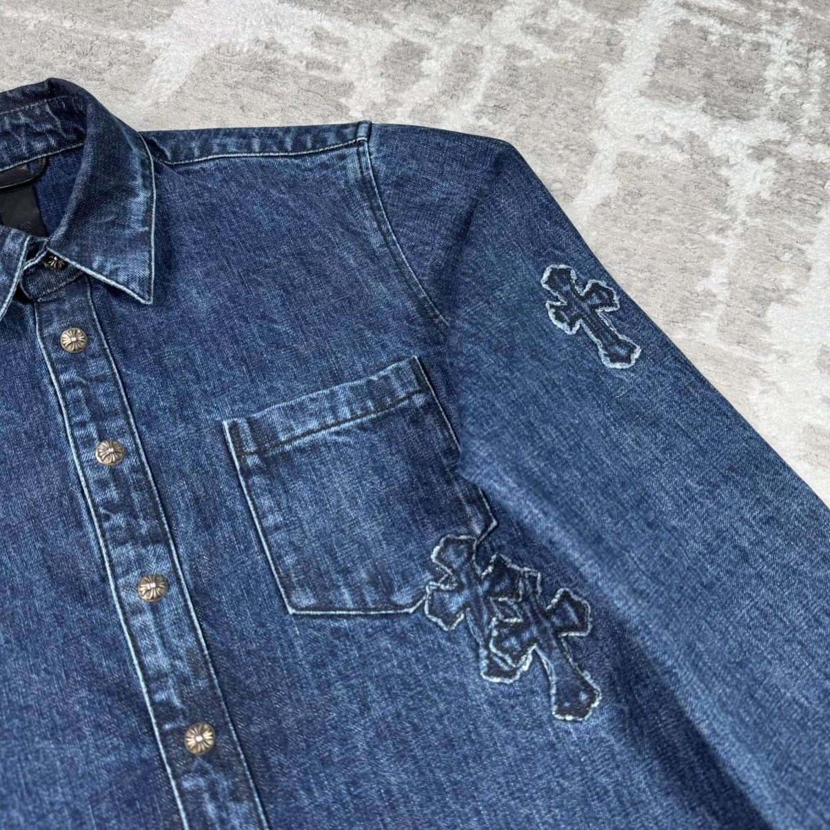 Chrome Hearts Cutout cross patch denim button up shirt Size US M / EU 48-50 / 2 - 6 Thumbnail