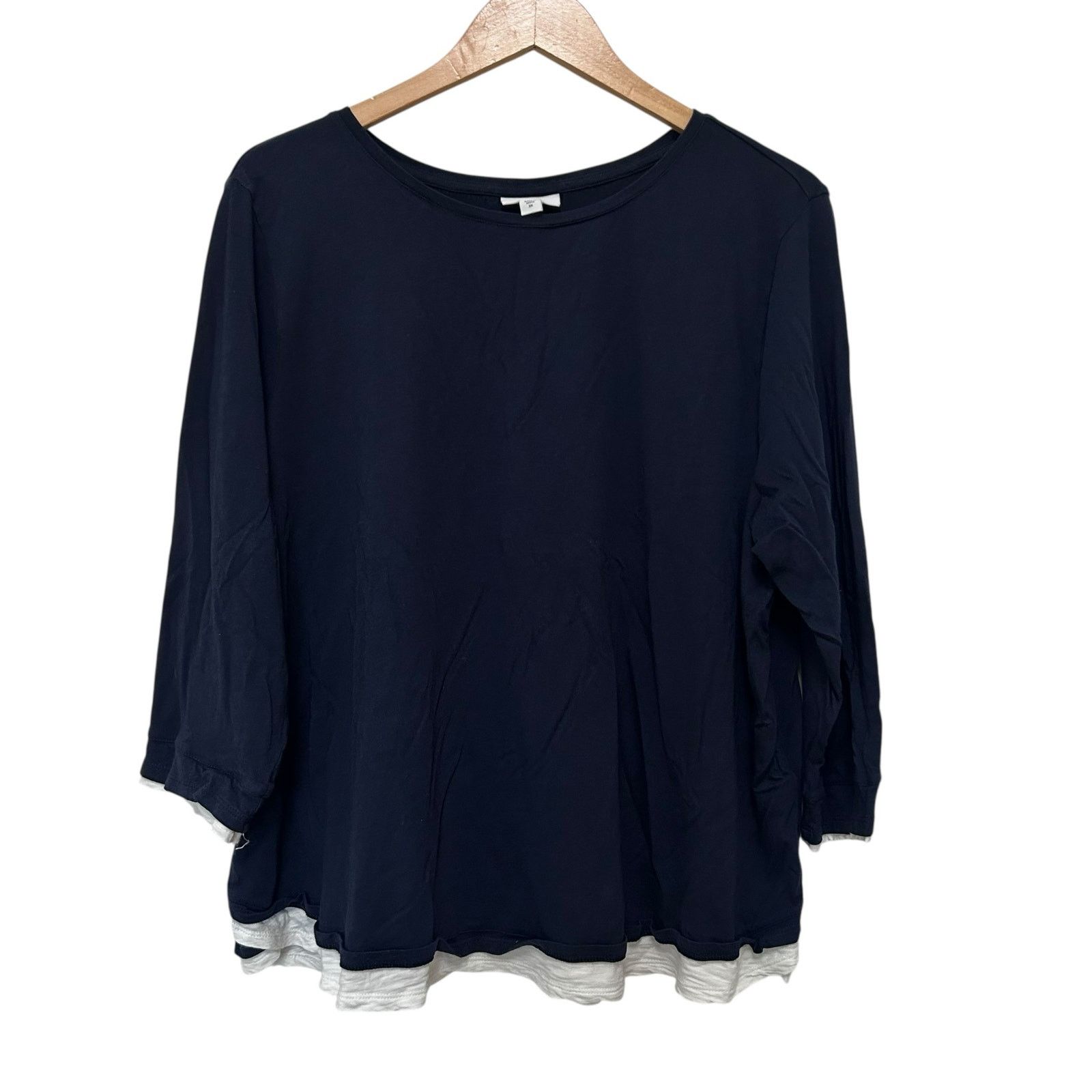 Other J. Jill Blue White Layered Long Sleeve Shirt Sz 2X Size XXL / US 16-18 / IT 52-54 - 1 Thumbnail