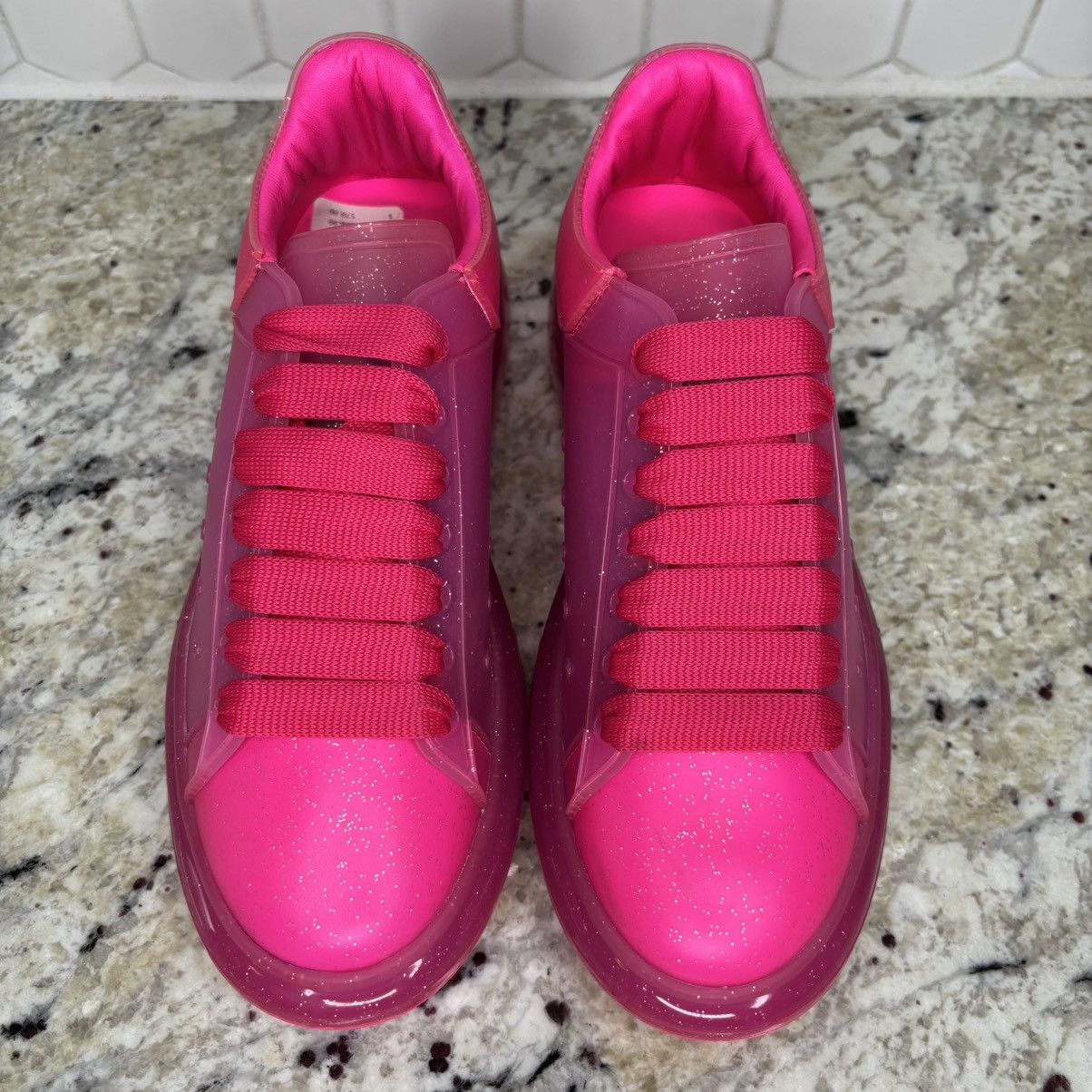 Alexander McQueen Size 6.5-Alexander McQueen Oversized Bright PinkGlitter used Size US 6.5 / EU 39-40 - 4 Thumbnail