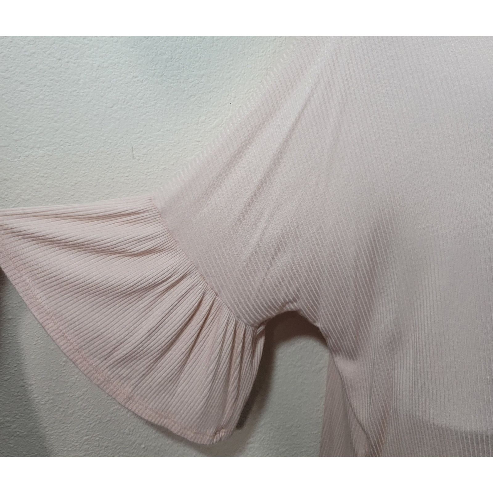 Other Promesa Pink Ribbed Bell Sleeves V Neck Top Large Flowy Size L / US 10 / IT 46 - 6 Thumbnail