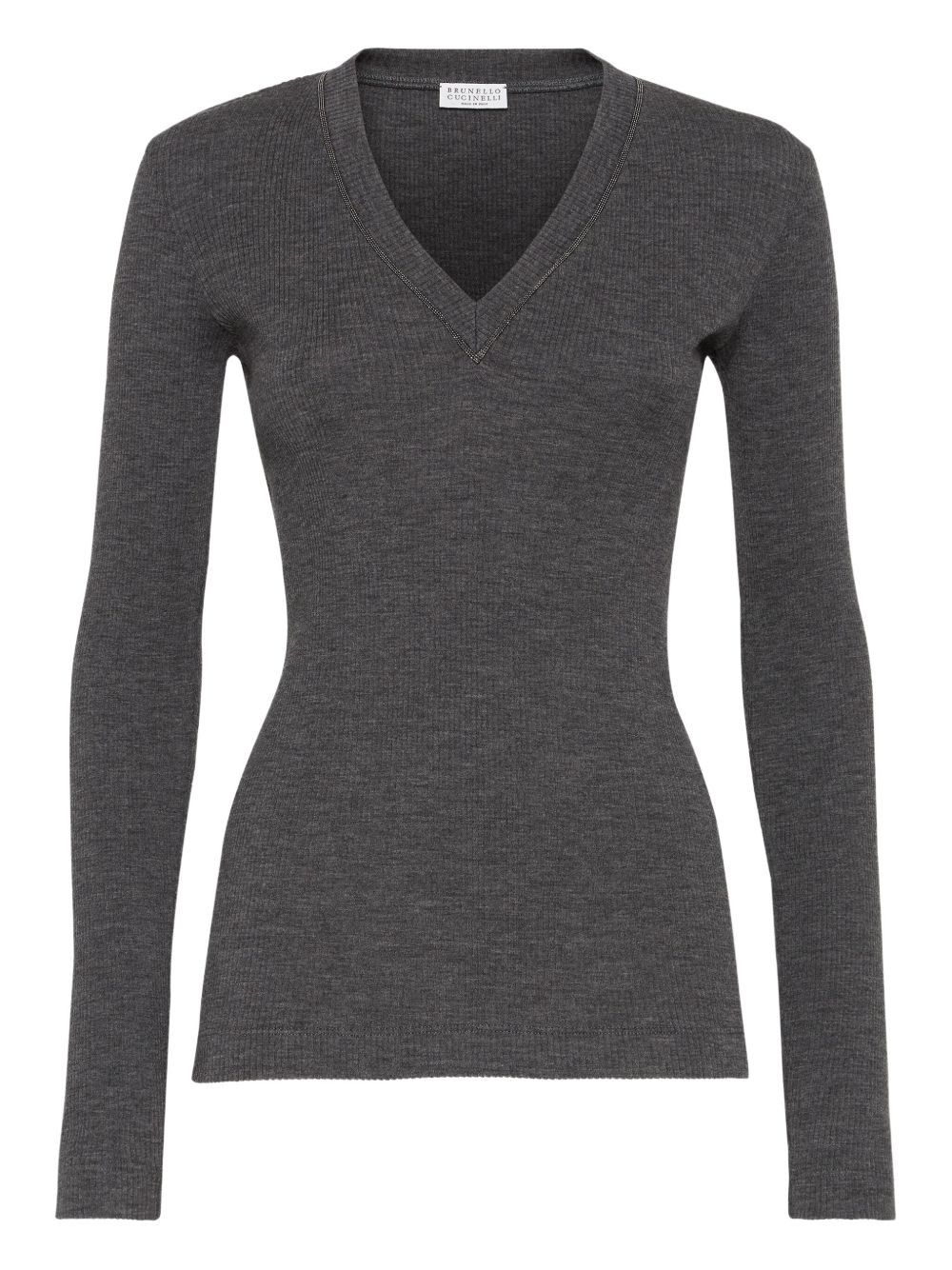 Brunello Cucinelli WOOL V-NECKED SWEATER Size L / US 10 / IT 46 - 1 Thumbnail
