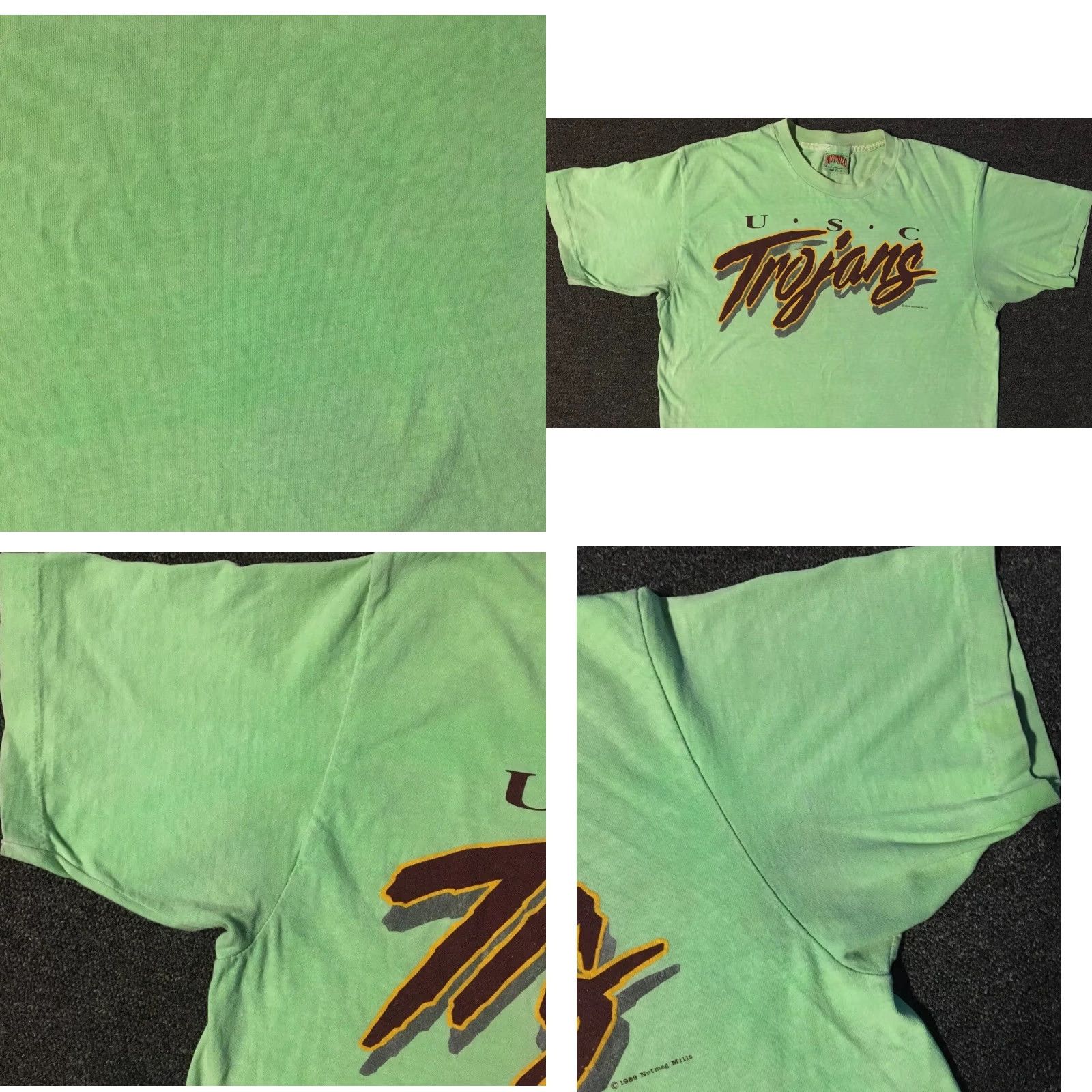 Vintage VINTAGE USC Trojans Striped Graphic Tee Shirt L Green 80s 90s College Surf Grunge Vaporwave USA Mens Size US L / EU 52-54 / 3 - 8 Thumbnail