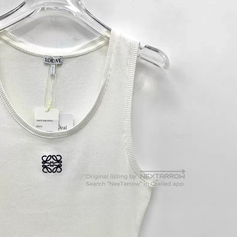 Loewe Loewe White logo embroidered cotton crew-neck sleeveless k Size L / US 10 / IT 46 - 3 Thumbnail