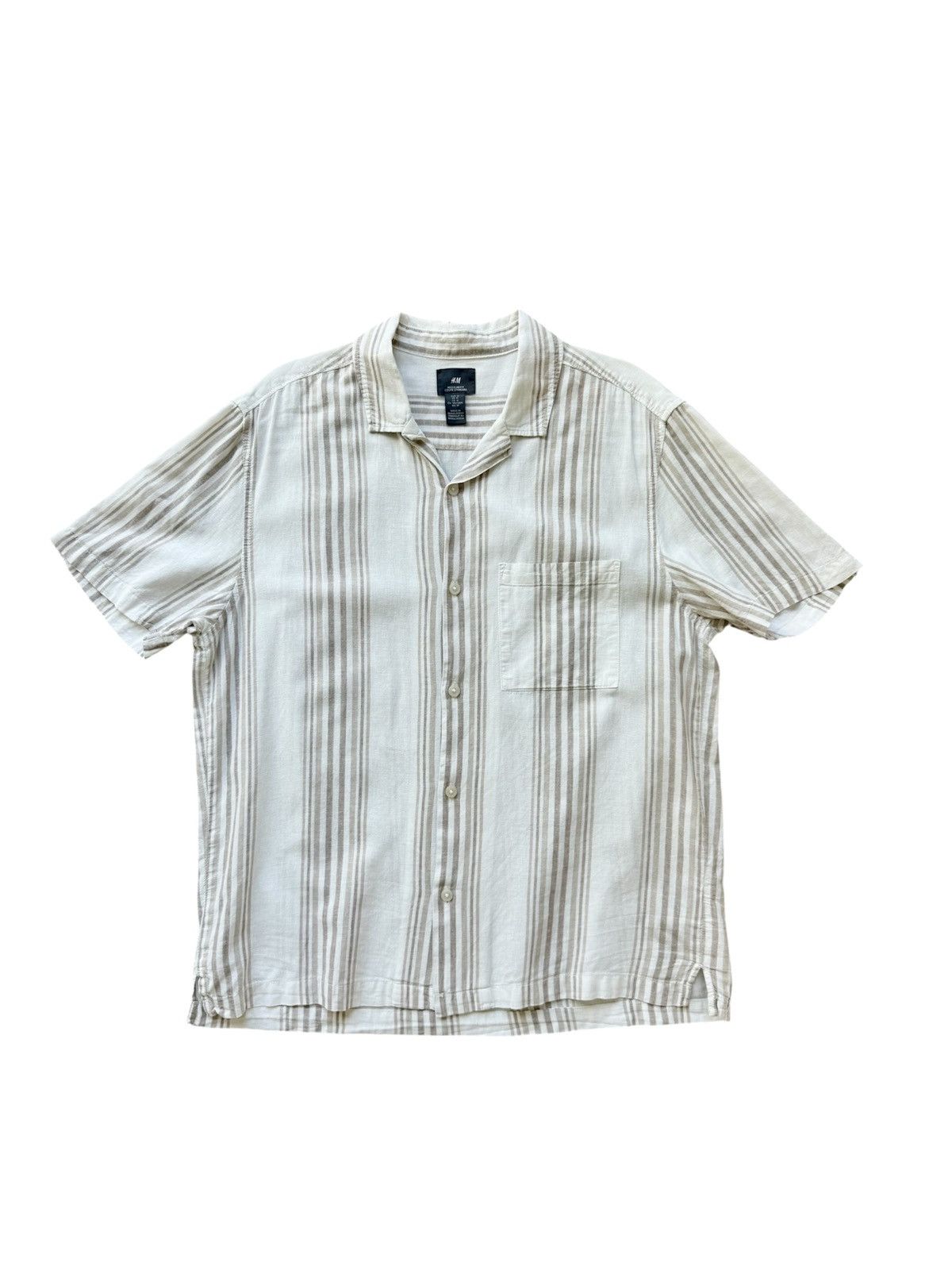 Zara Zara Man Striped V-Neck Shirt, beige/ brown - Size M Size US M / EU 48-50 / 2 - 1 Thumbnail