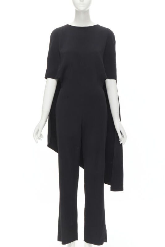 Other ESTABAN CORTEZAR black open back asymmetric cape jumpsuit FR38 S Size 27" / US 4 / IT 40 - 1 Thumbnail