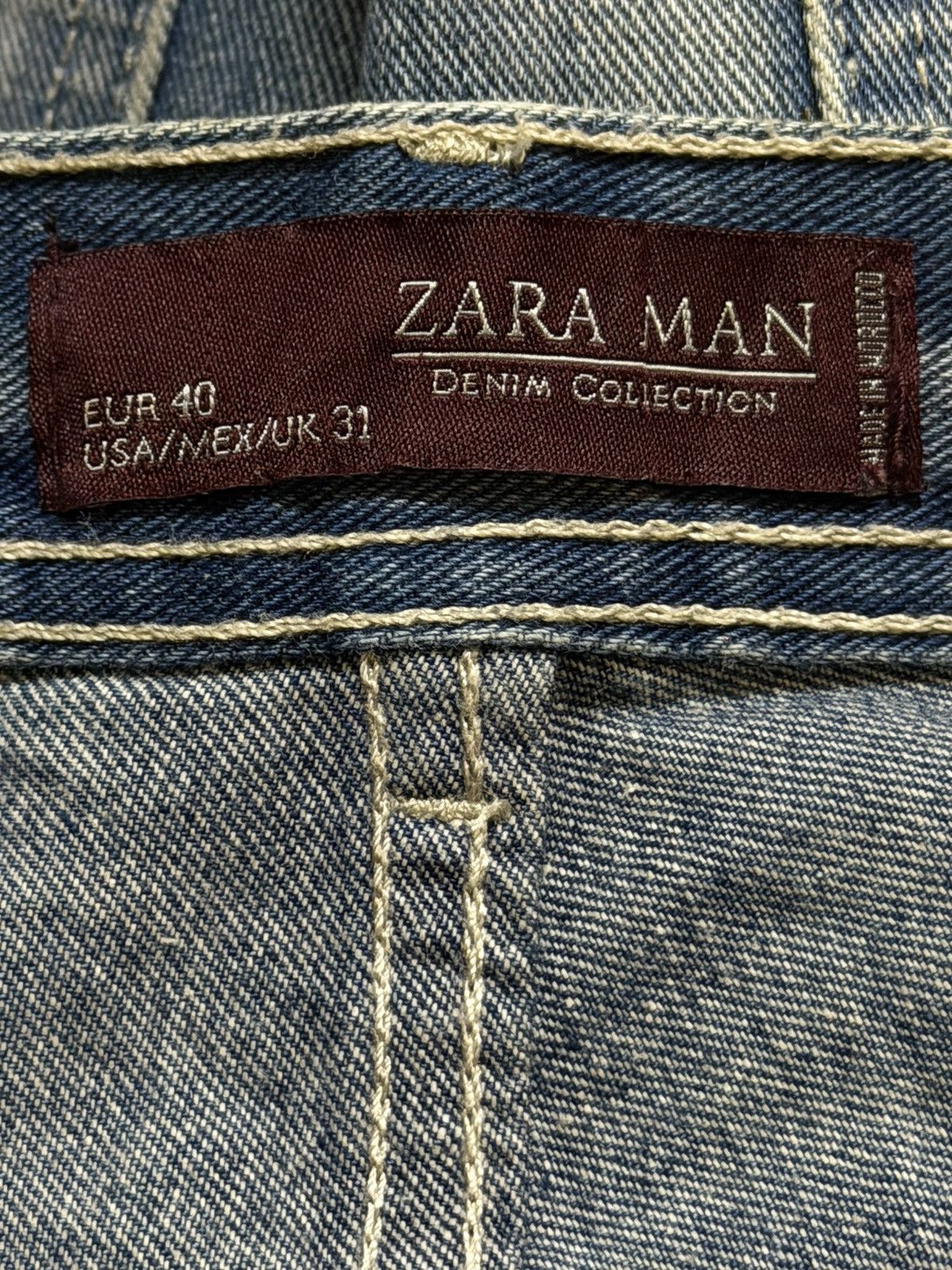 Zara Zara Mens Blue Faded Wash Distressed Destroyed Wide Leg Size US 33 - 4 Thumbnail