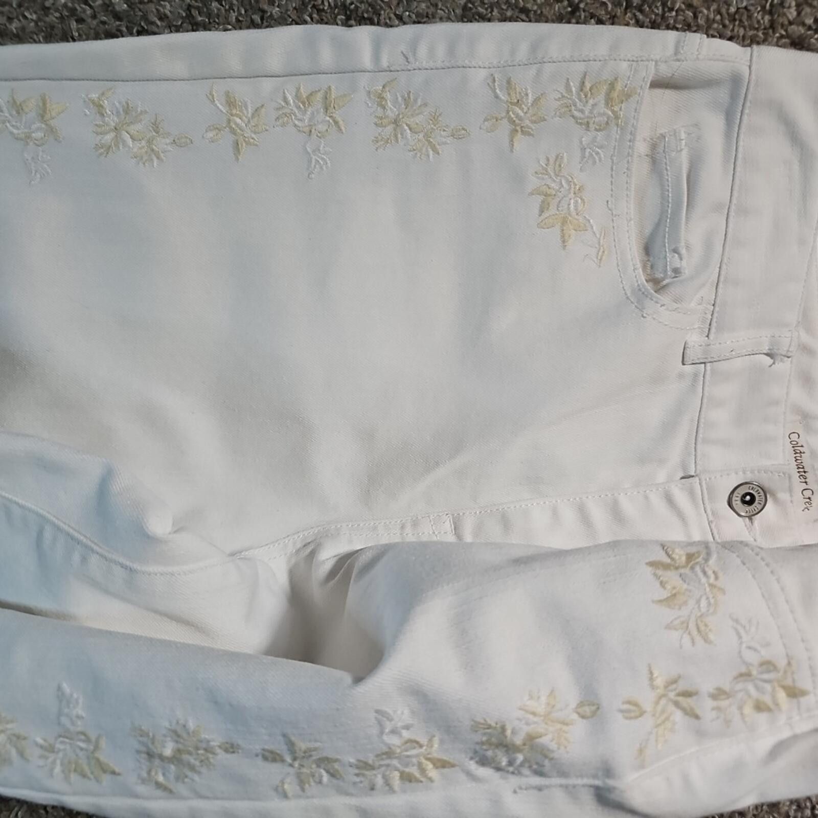 Coldwater Creek Coldwater Creek Sz 4 Embroidered Floral White Jeans Size 27" / US 4 / IT 40 - 7 Thumbnail