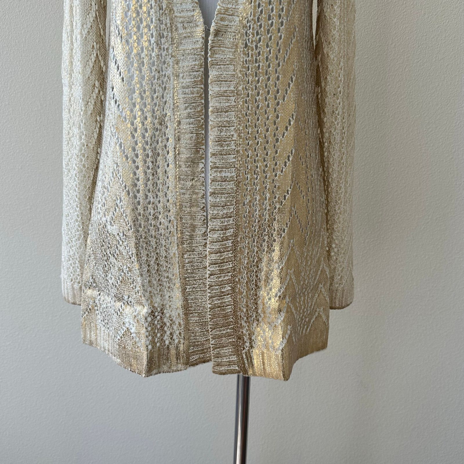 Other Gold Shimmer Women's Sweater Acrylic Cardigan Size 4-6 Size M / US 6-8 / IT 42-44 - 4 Thumbnail