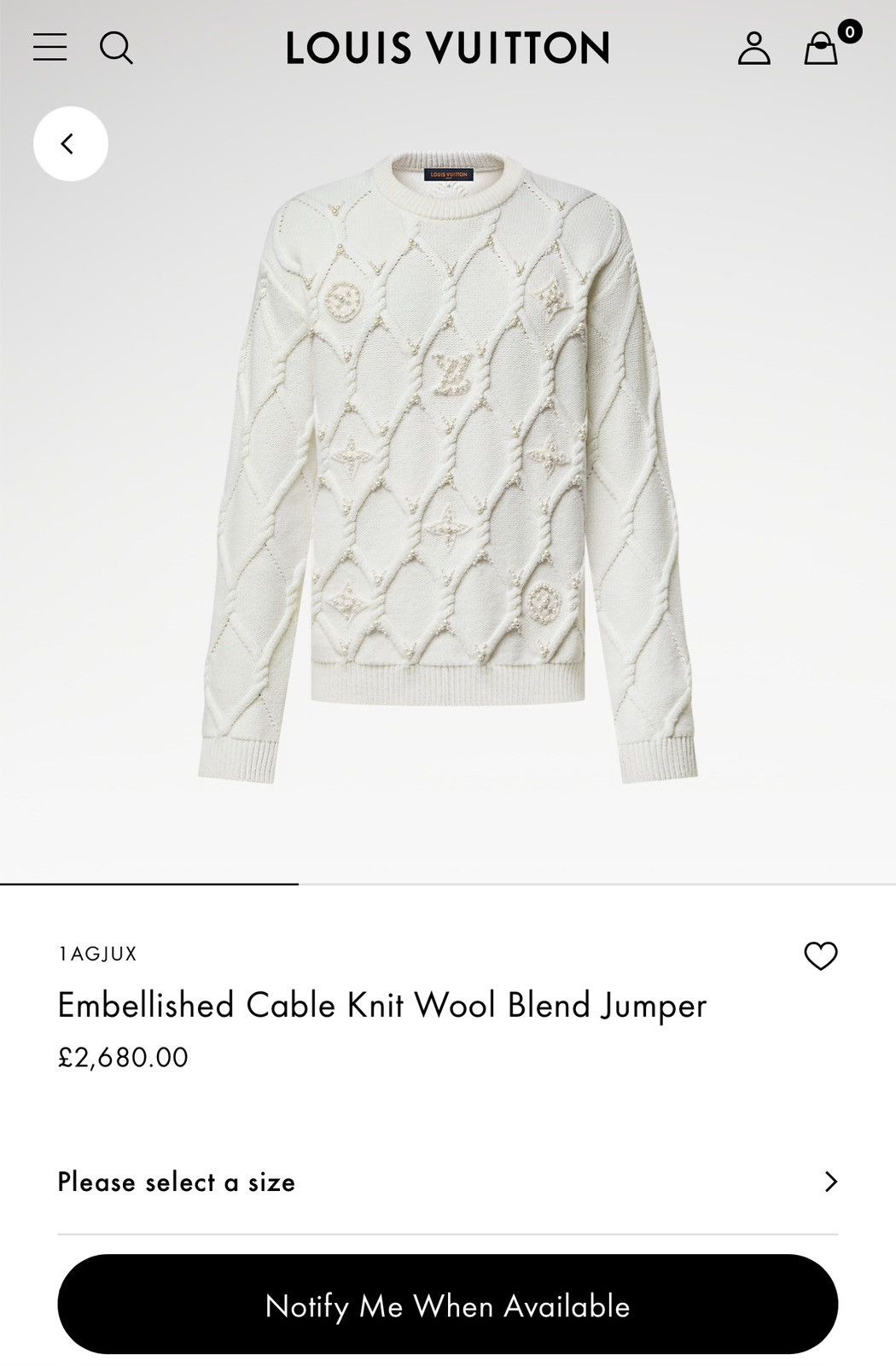 Louis Vuitton Louis Vuitton Embellished Cable Knit Wool Crewneck Sweater Size US M / EU 48-50 / 2 - 6 Thumbnail
