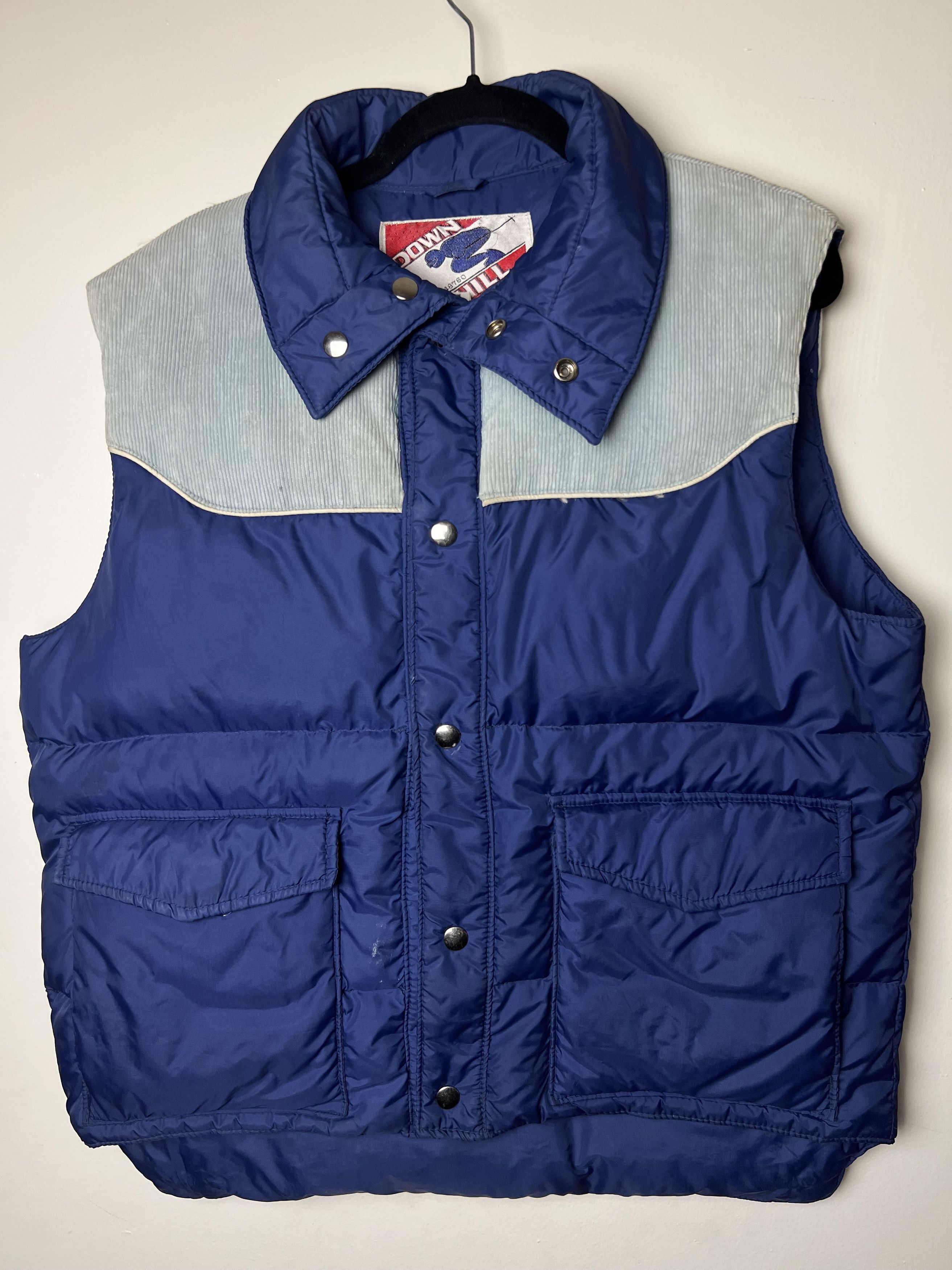 Vintage Vintage 1980's Down Hill Blue Corduroy Western Puffer Vest Size US L / EU 52-54 / 3 - 4 Thumbnail