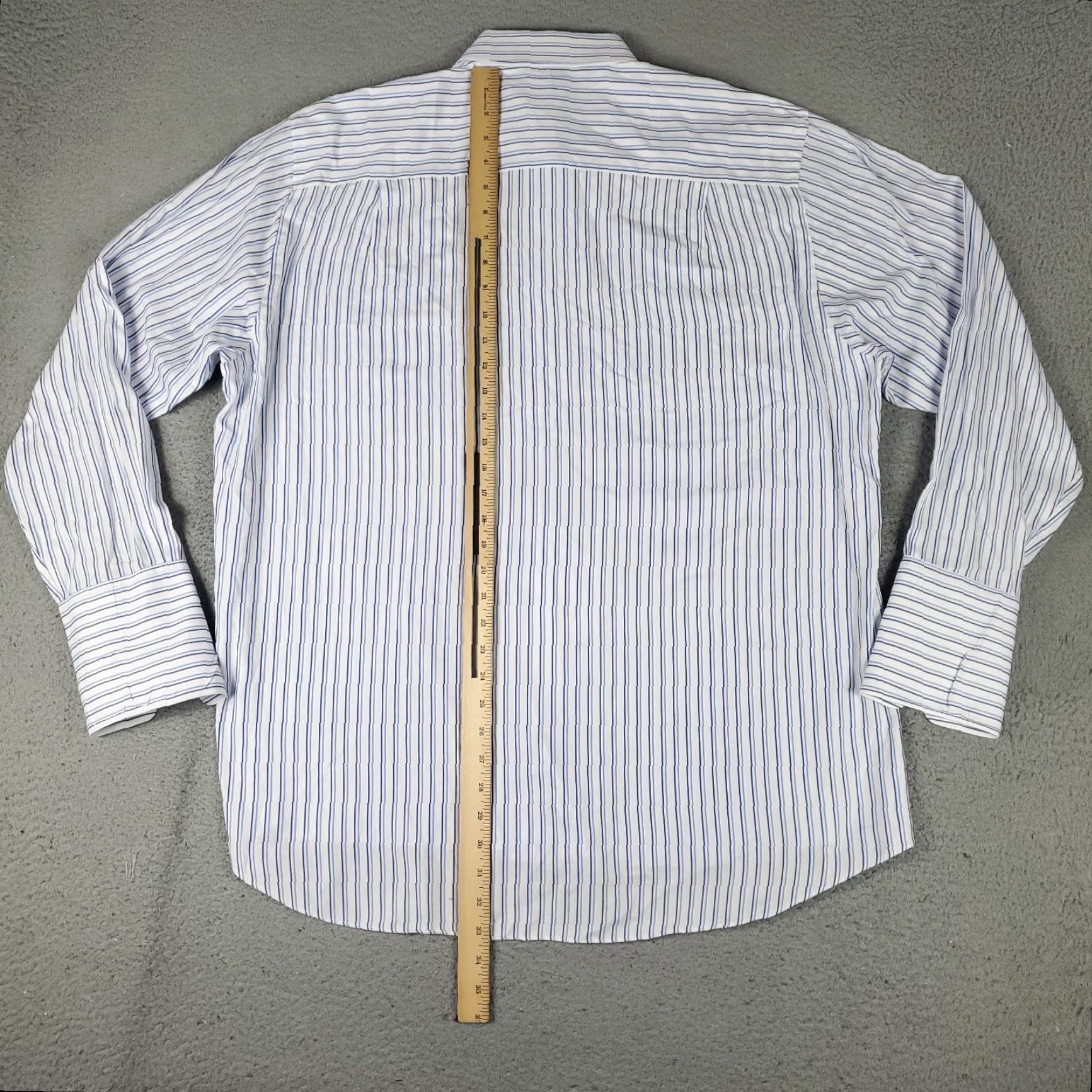 David Donahue David Donahue Dress Shirt Mens 17.5 Blue Striped French Cuff Button Up Size 46R - 3 Thumbnail