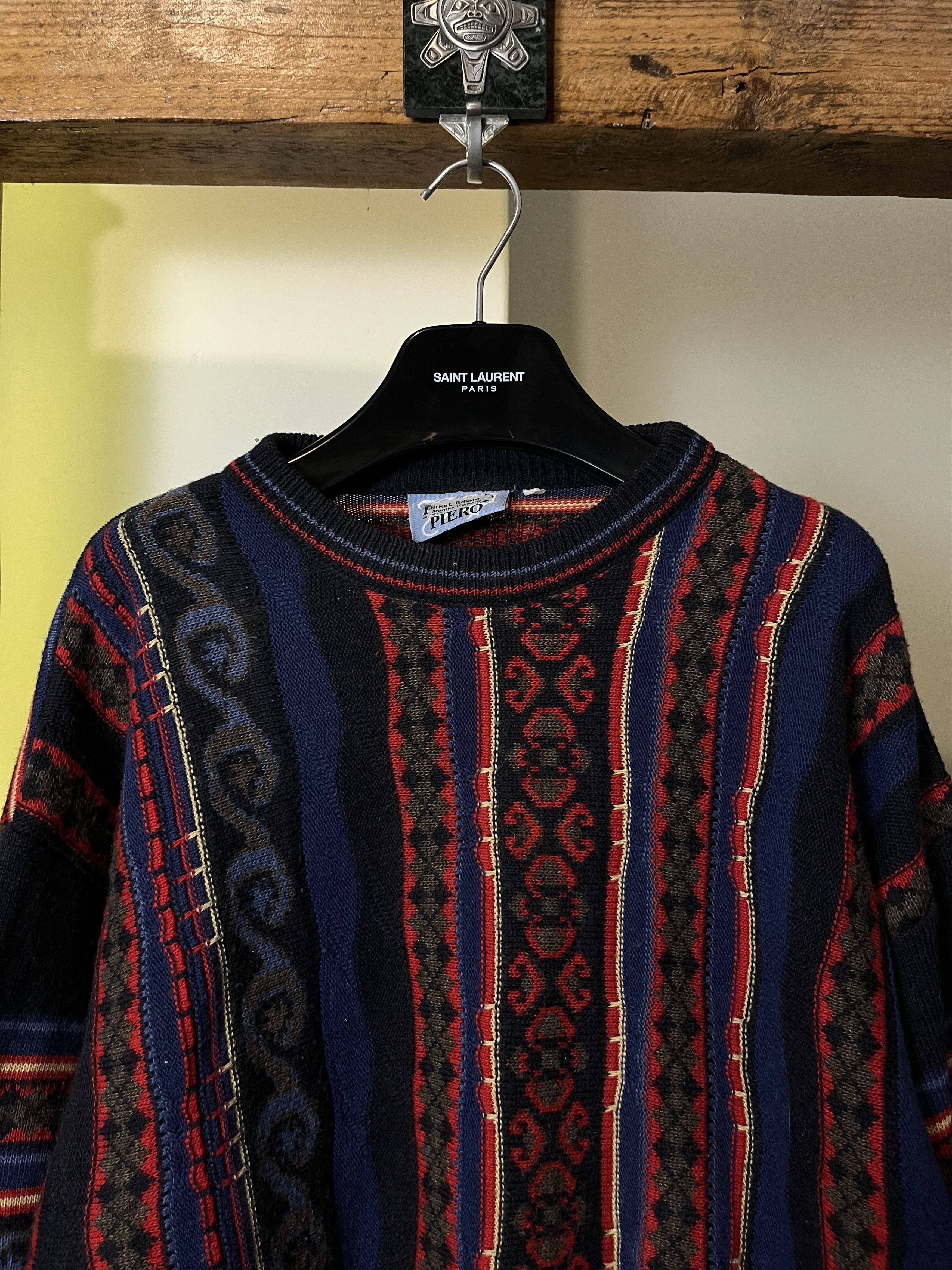 Coogi × Vintage Vintage 90s Coloured Cable Coogi Style Knit Wool Alpaca Size US L / EU 52-54 / 3 - 3 Thumbnail