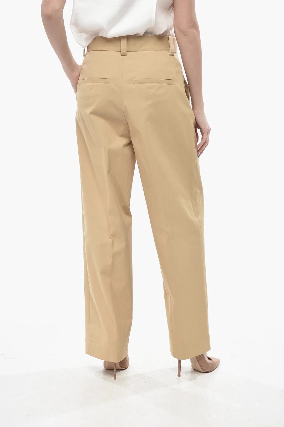 KHAITE og1mm0426 Pure Cotton Chino Gari Pant in Beige Size 27" / US 4 / IT 40 - 2 Thumbnail