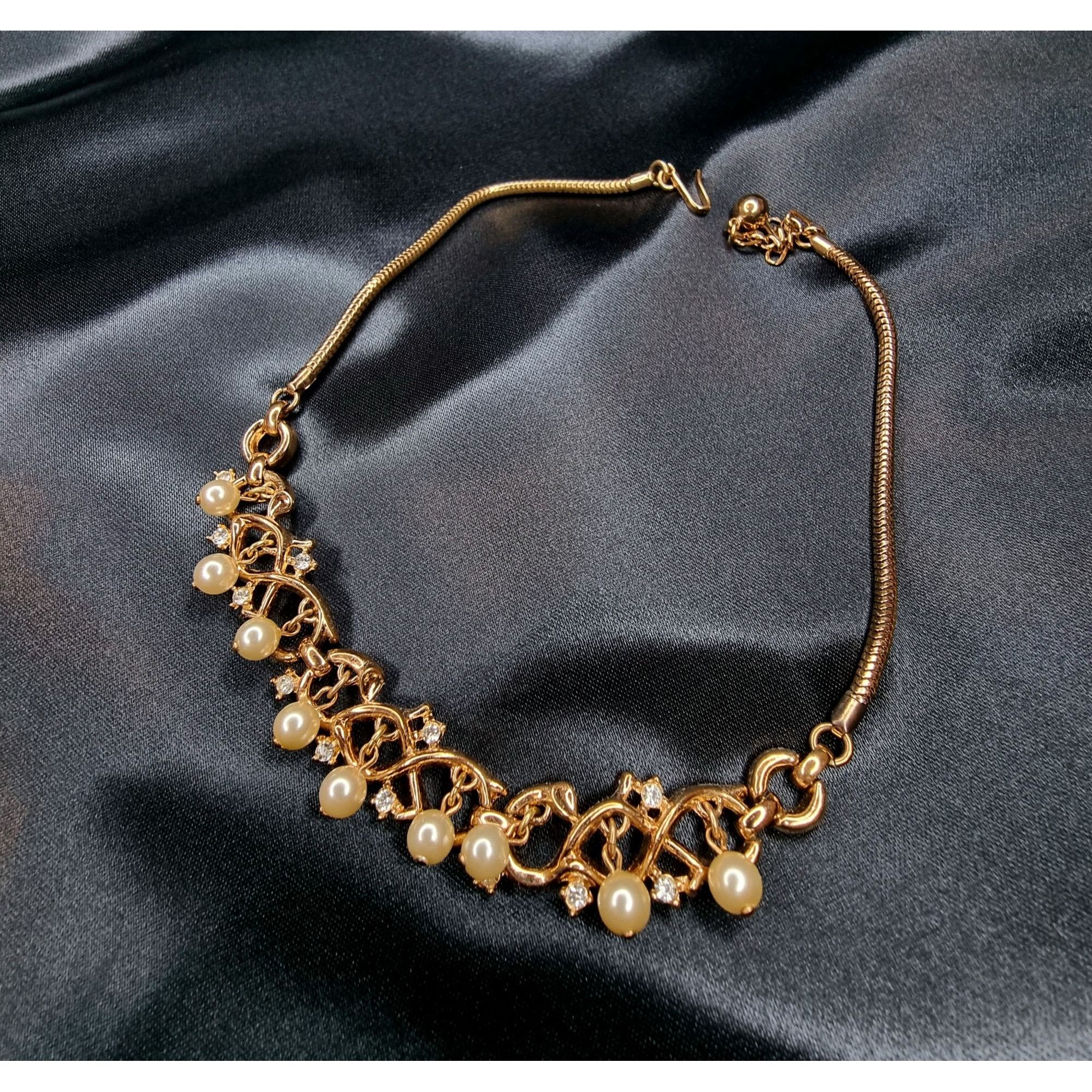 Vintage Rare Find Vintage Trifari 1950s Gold-Tone Necklace With Faux Size ONE SIZE - 4 Thumbnail