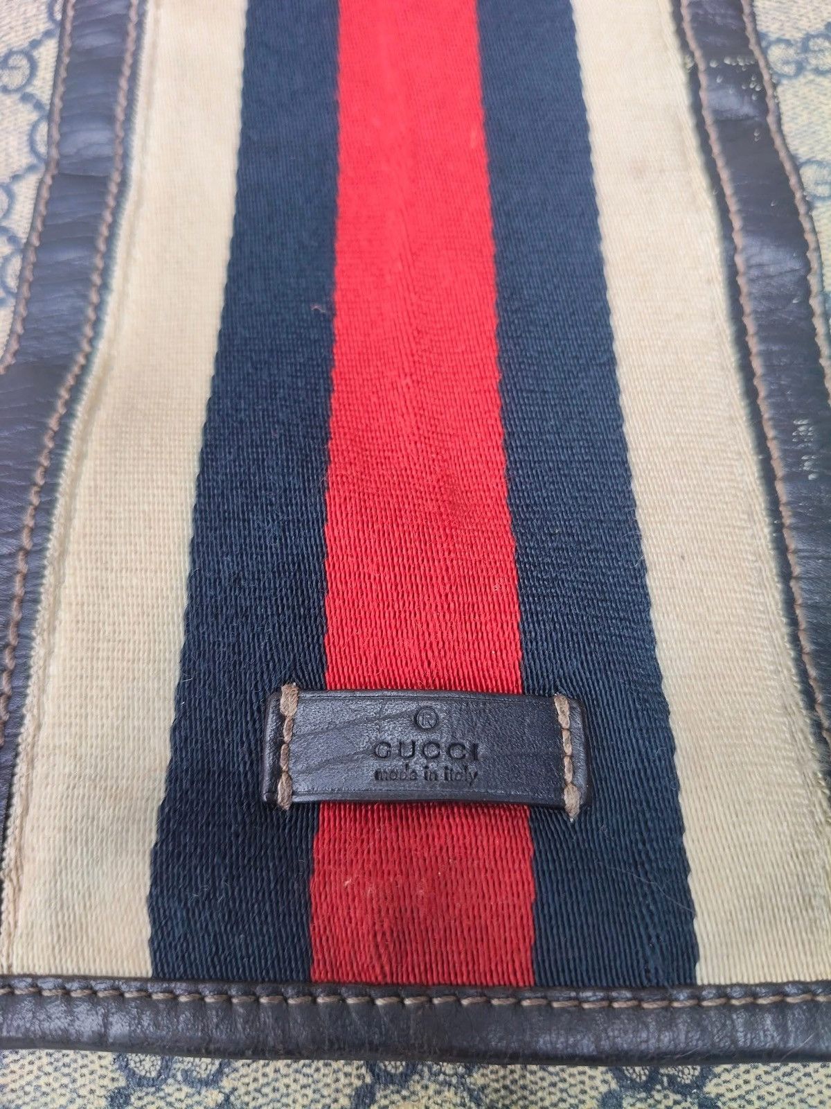 Gucci Authentic GUCCI Large Flap Messenger Bag Beige Navy Blue Size ONE SIZE - 6 Thumbnail