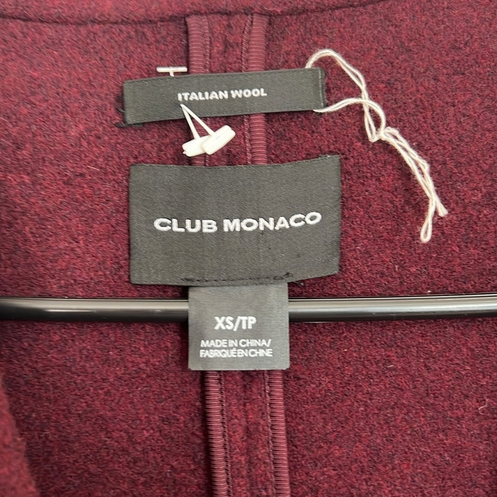Club Monaco Club Monaco Burgundy Wool Jacket with Large Lapel Size XS / US 0-2 / IT 36-38 - 2 Thumbnail