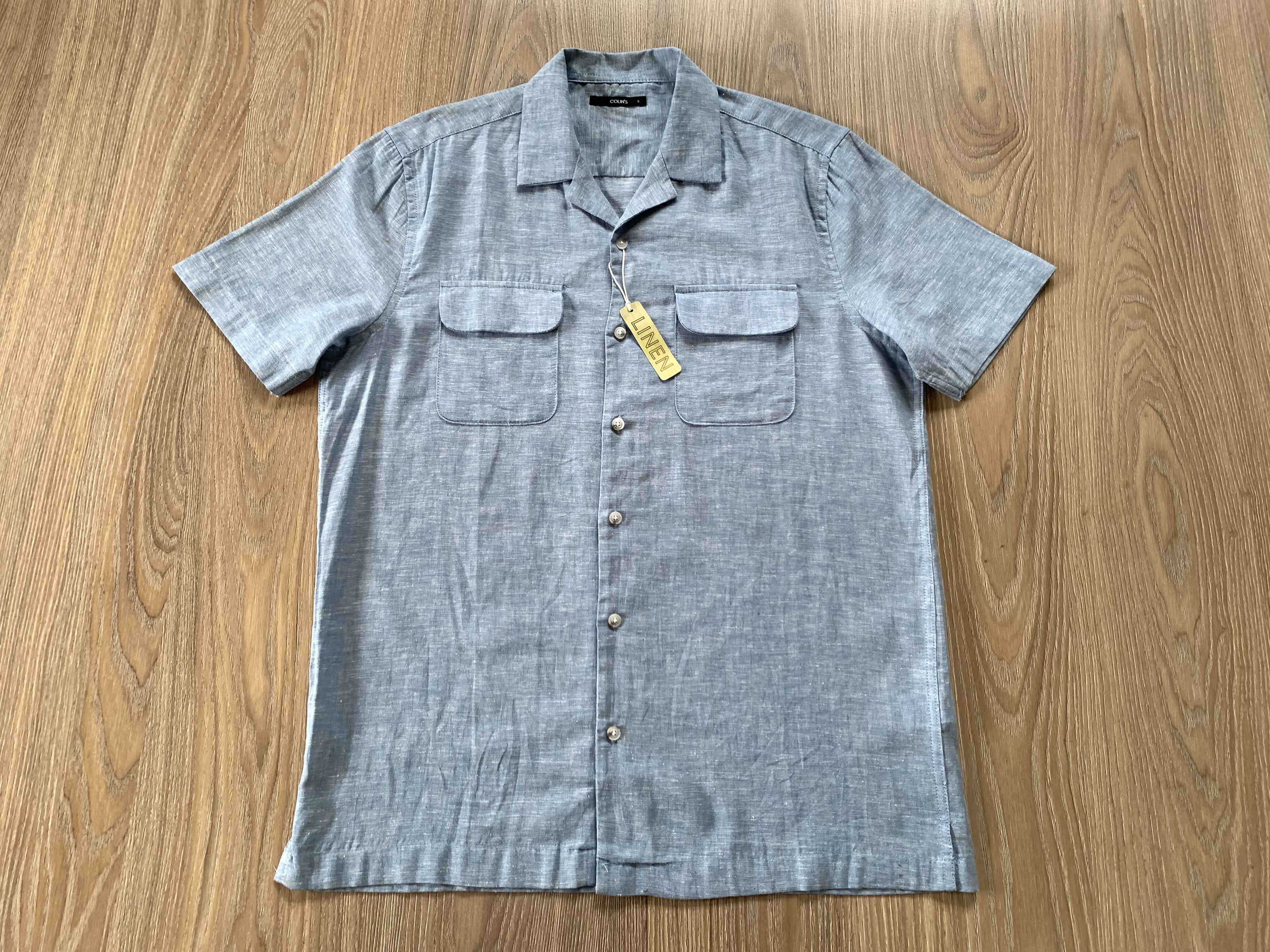 Other Colins New Linen Light Blue Pocket Short Sleeve Shirt Size US S / EU 44-46 / 1 - 2 Thumbnail