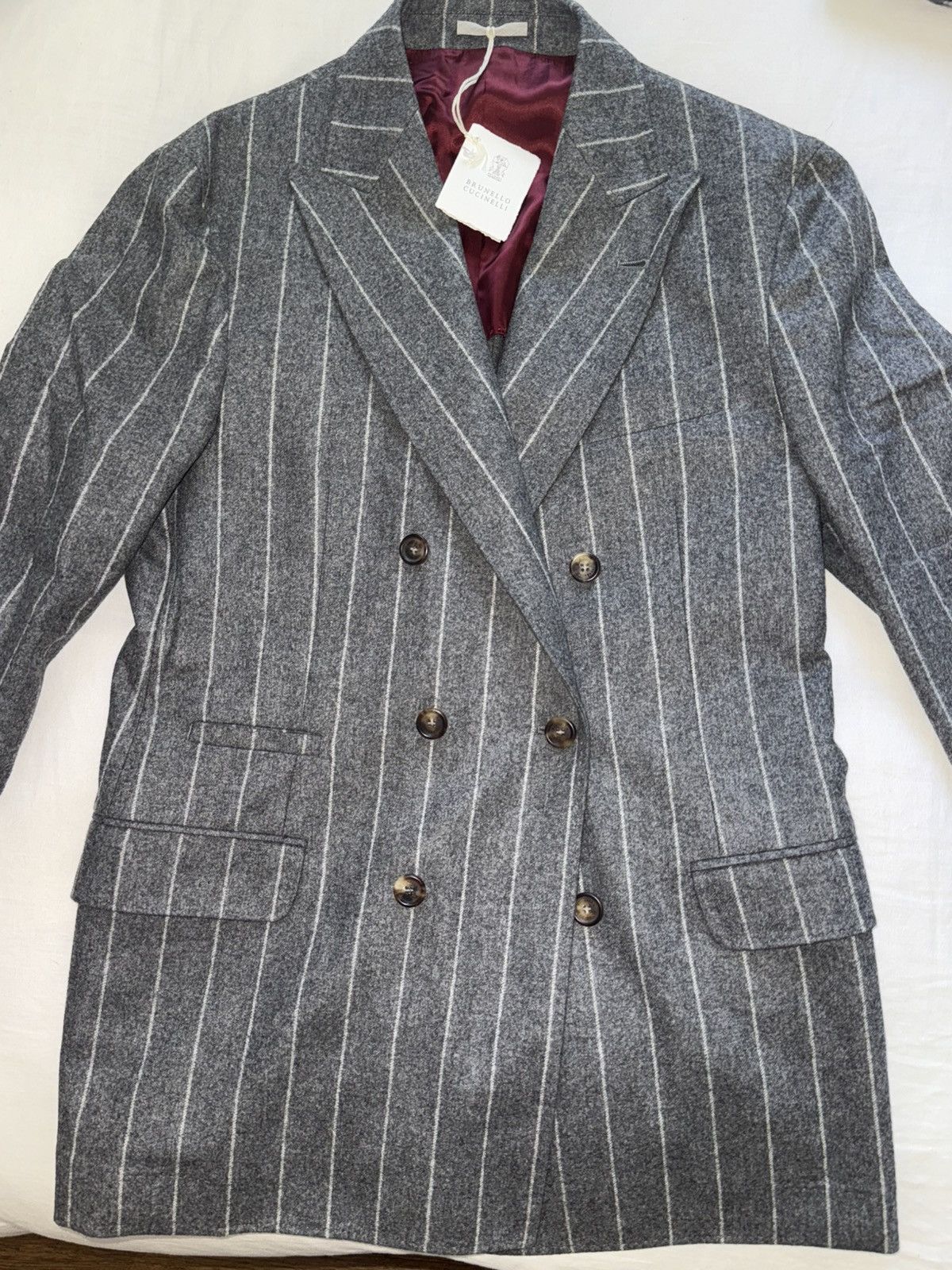 Brunello Cucinelli Brunello cucinelli pin stripe blazer Size 48S - 3 Thumbnail