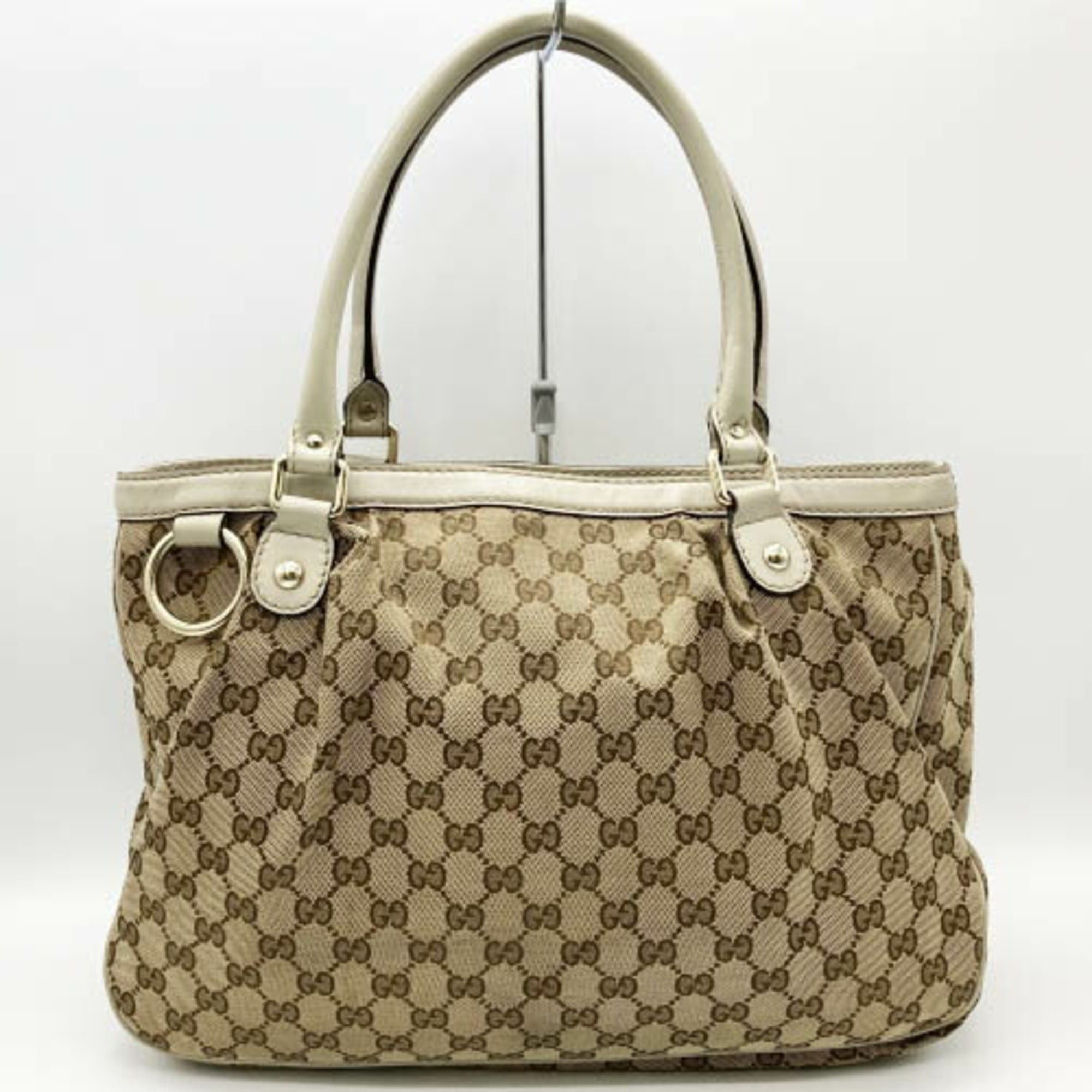 image of Gucci GG Pattern Sookie Tote Bag Shoulder Beige Canvas Ladies Fashion 296835 Used in White, Women's