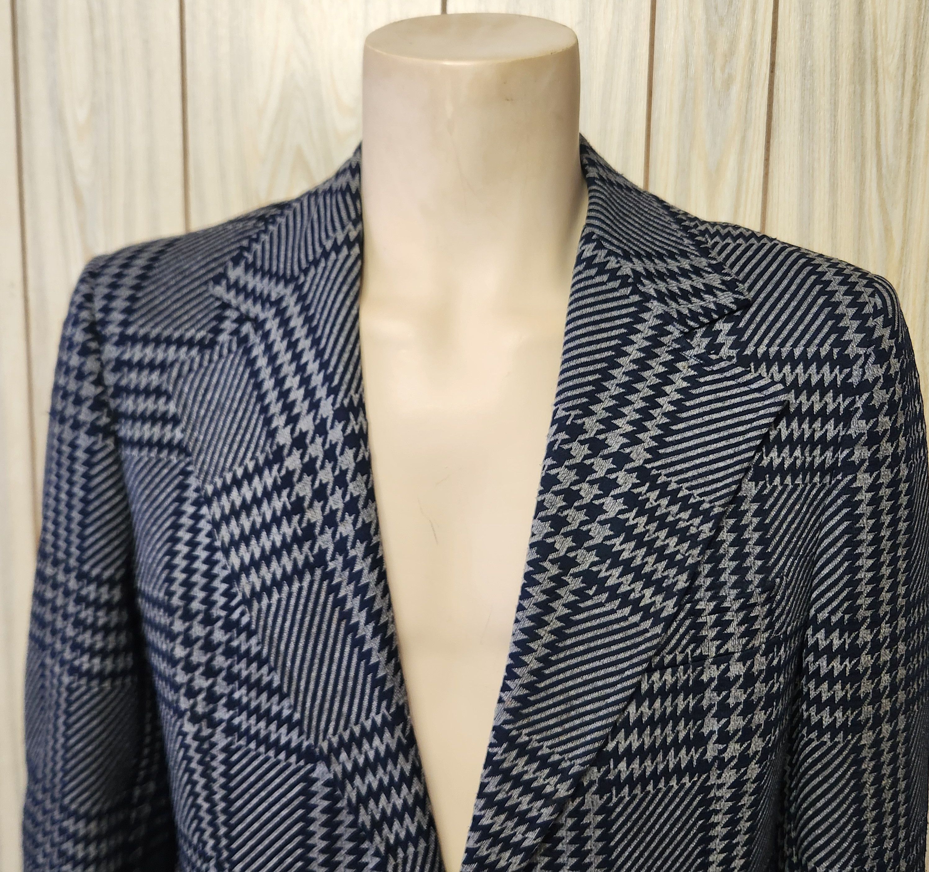 Vintage 1970s sport coat 40R mod disco polyester plaid Size 40R - 3 Thumbnail