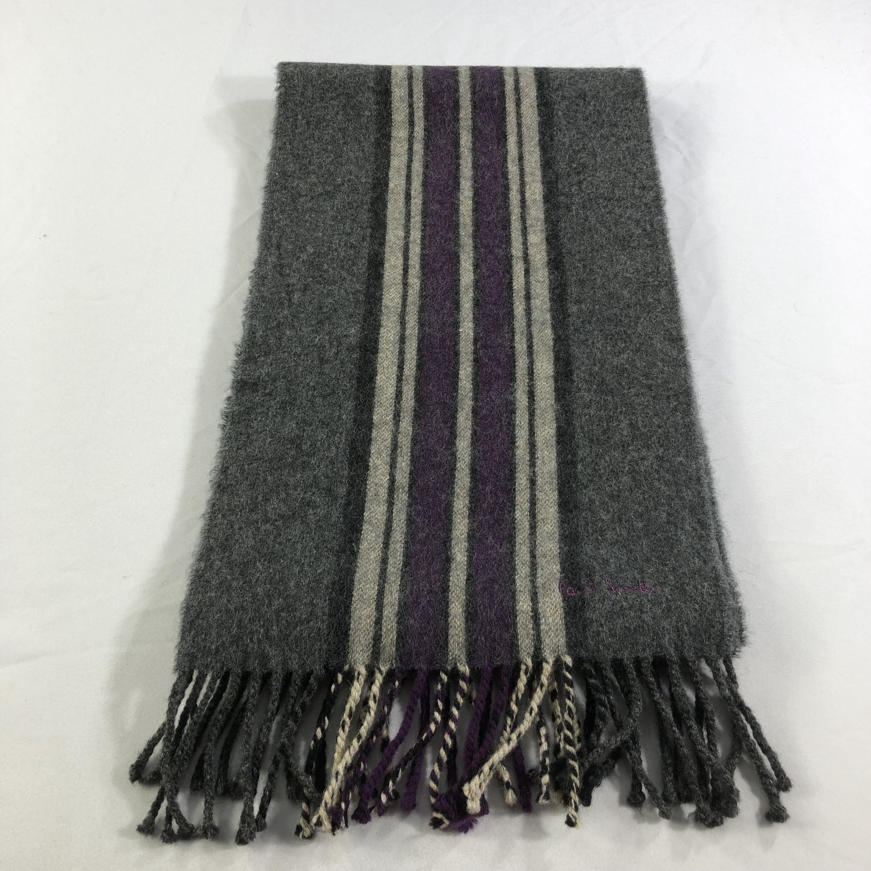 Paul Smith Paul Smith Grey Striped Wool Scarf Muffler V1553 Size ONE SIZE - 2 Thumbnail