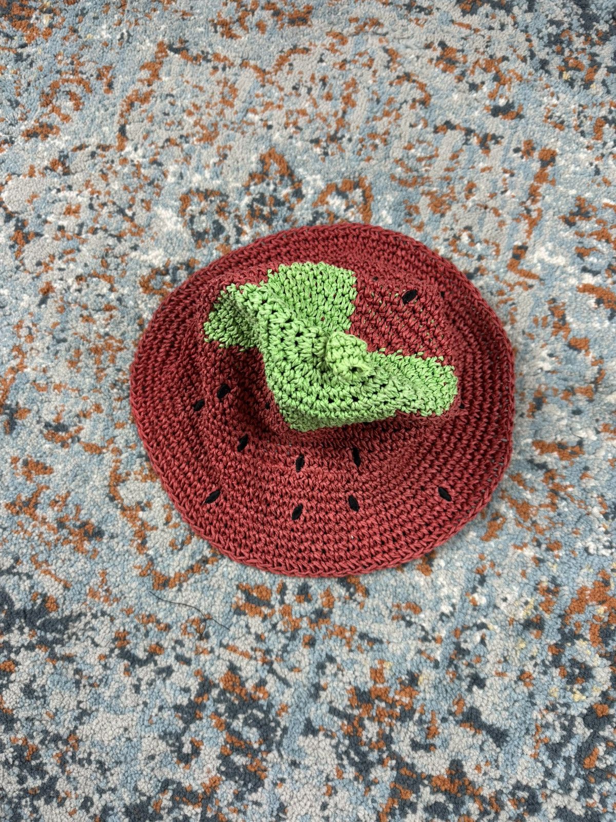 Handmade × Japanese Brand × Vintage Vintage Y2K knitted strawberry bucket hat cute Avant garde Size ONE SIZE - 3 Thumbnail