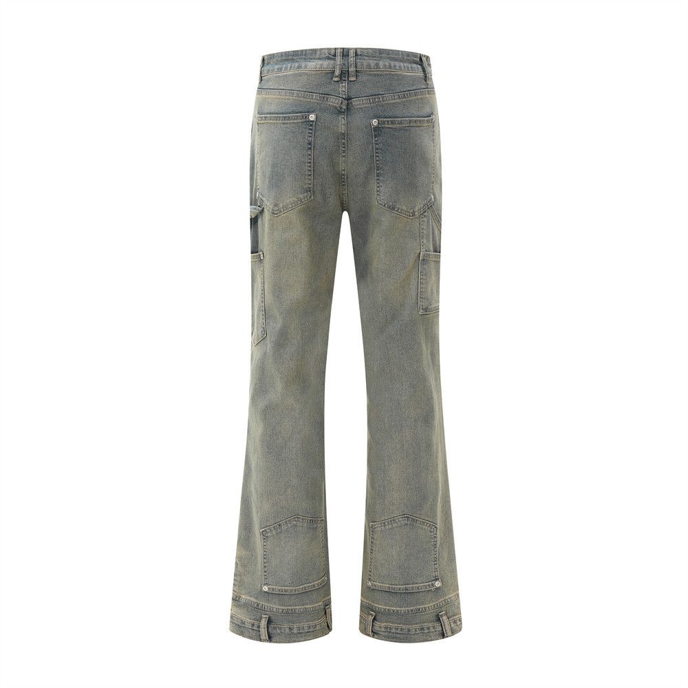 Vintage Men's hippie patchwork distressed washed flared jeans Size US 32 / EU 48 - 2 Thumbnail