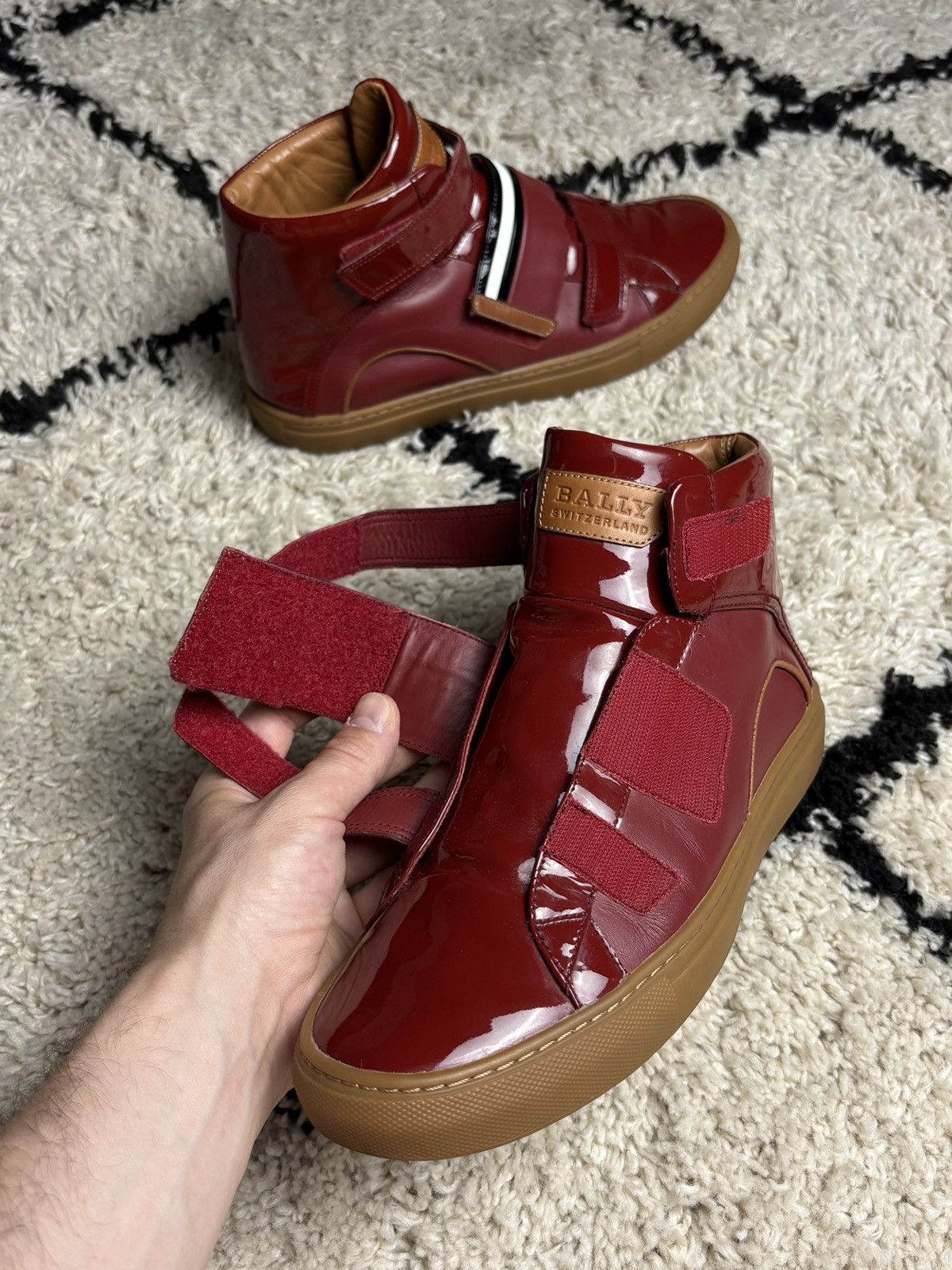 Bally Bally High Top Patent Leather Sneakers Maison Margiela Vibe Size US 8 / EU 41 - 9 Thumbnail