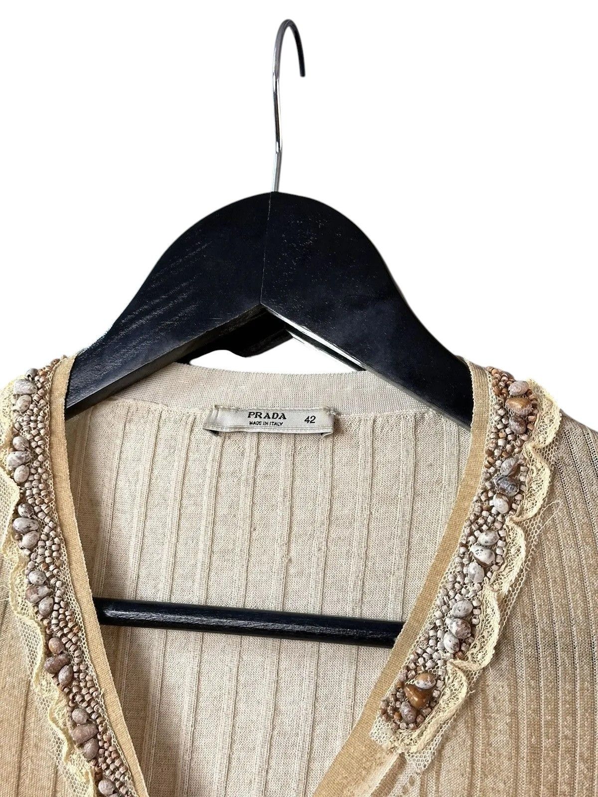 Prada Beige Prada Wool Cardigan Lana Maglioni Gilet W42 S/M Size M / US 6-8 / IT 42-44 - 9 Thumbnail