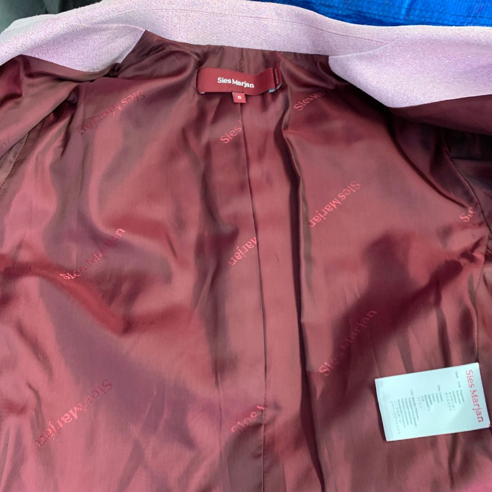 Sies Marjan 6 Metallic Pink Polyester Blend Single Button Jacket Blazer Size M / US 6-8 / IT 42-44 - 11 Thumbnail