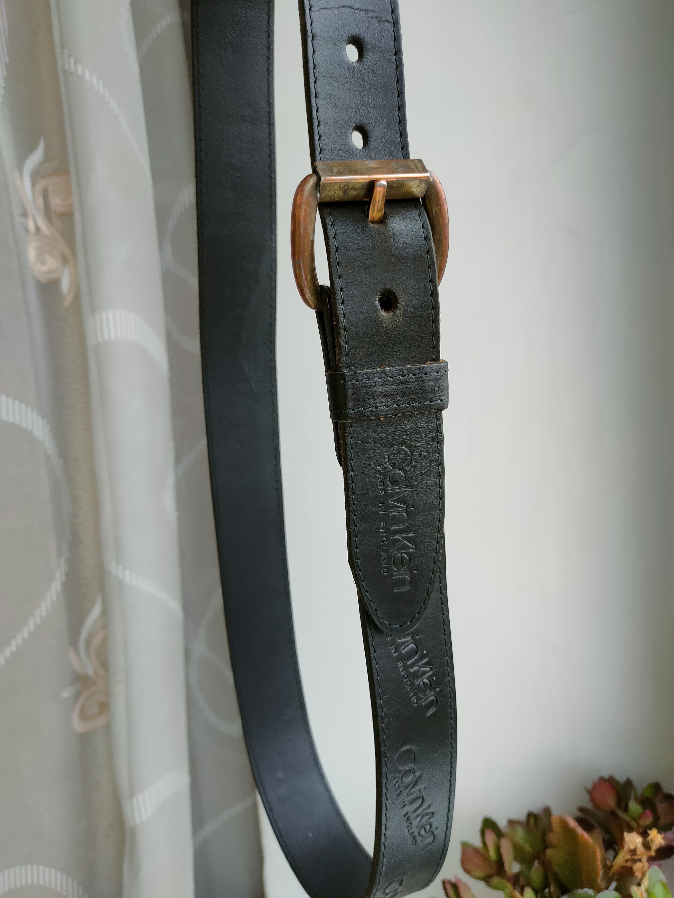 Calvin Klein Vintage Calvin Klein Leather Belt Vintage Made in England Size ONE SIZE - 9 Thumbnail
