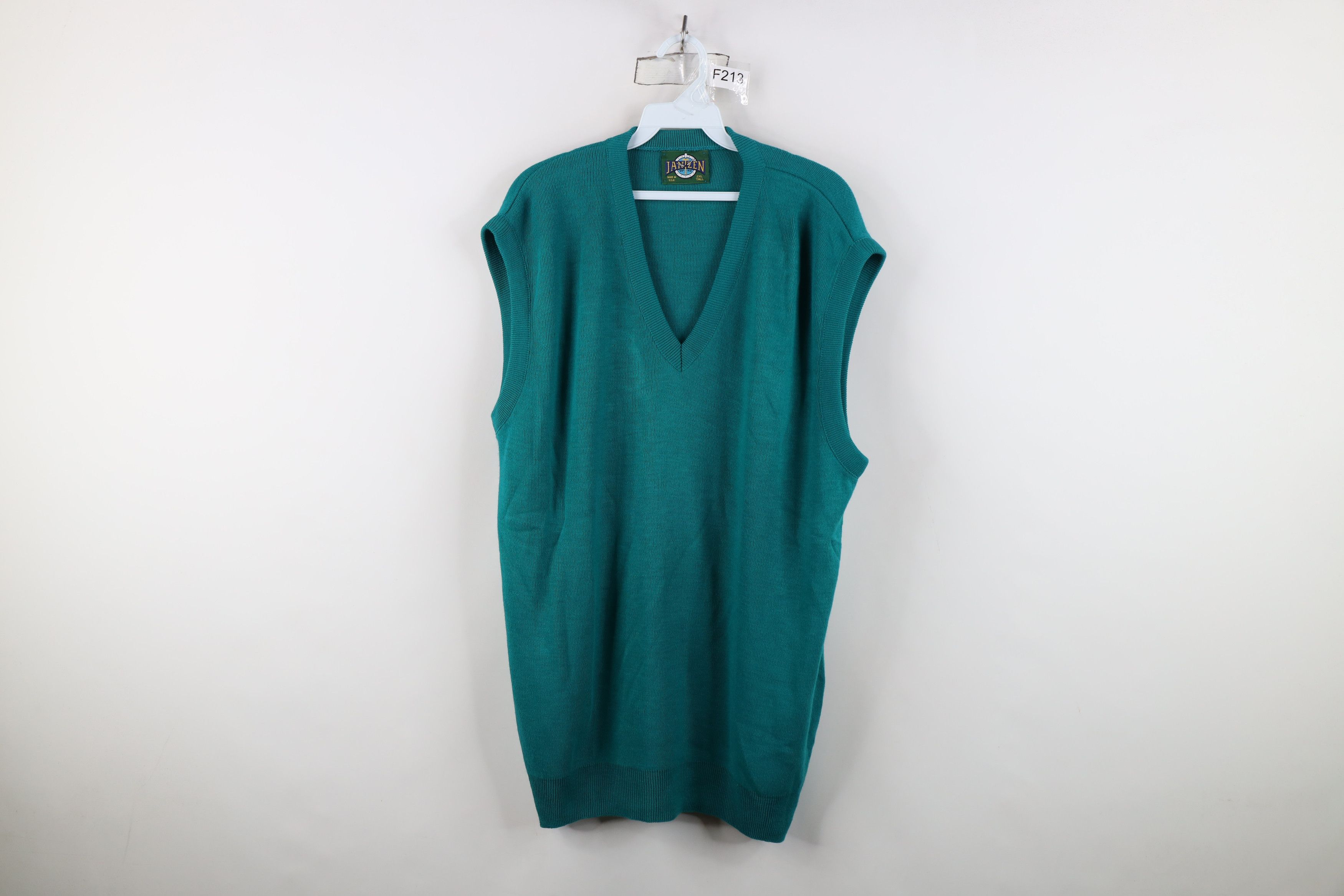 Vintage Vintage 90s Streetwear Knit V-Neck Sweater Vest Teal USA Size US XXL / EU 58 / 5 - 1 Thumbnail